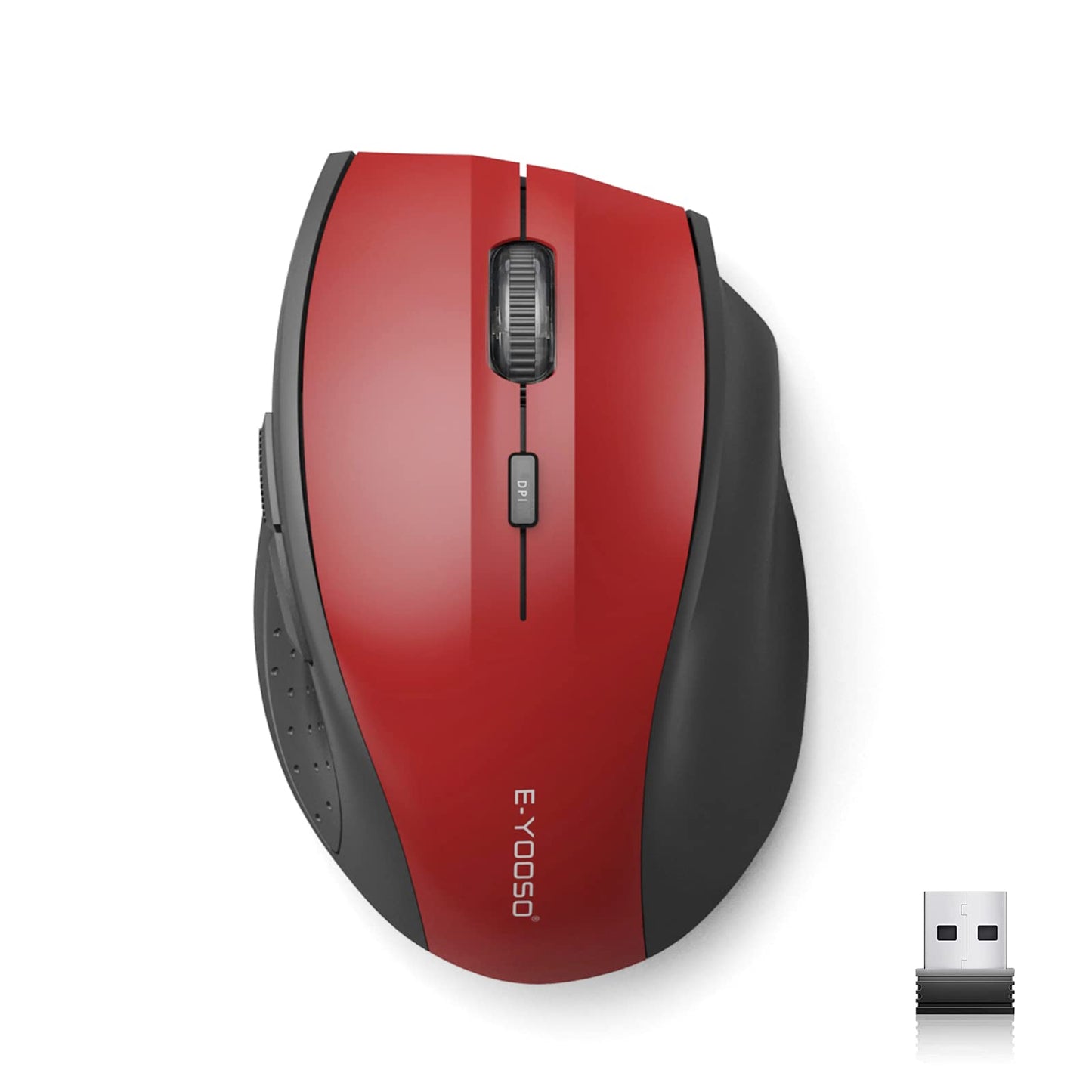 E-YOOSO Wireless Mouse for Laptop, Portable Optical Computer Mouse, 6 Buttons, Cordless 2.4GHz with USB Receiver, 5-Level 4800 DPI, 18 Months Battery Life for PC Chromebook Windows Mac