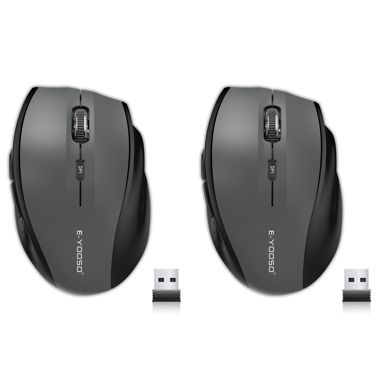 E-YOOSO Wireless Mouse for Laptop, Portable Optical Computer Mouse, 6 Buttons, Cordless 2.4GHz with USB Receiver, 5-Level 4800 DPI, 18 Months Battery Life for PC Chromebook Windows Mac