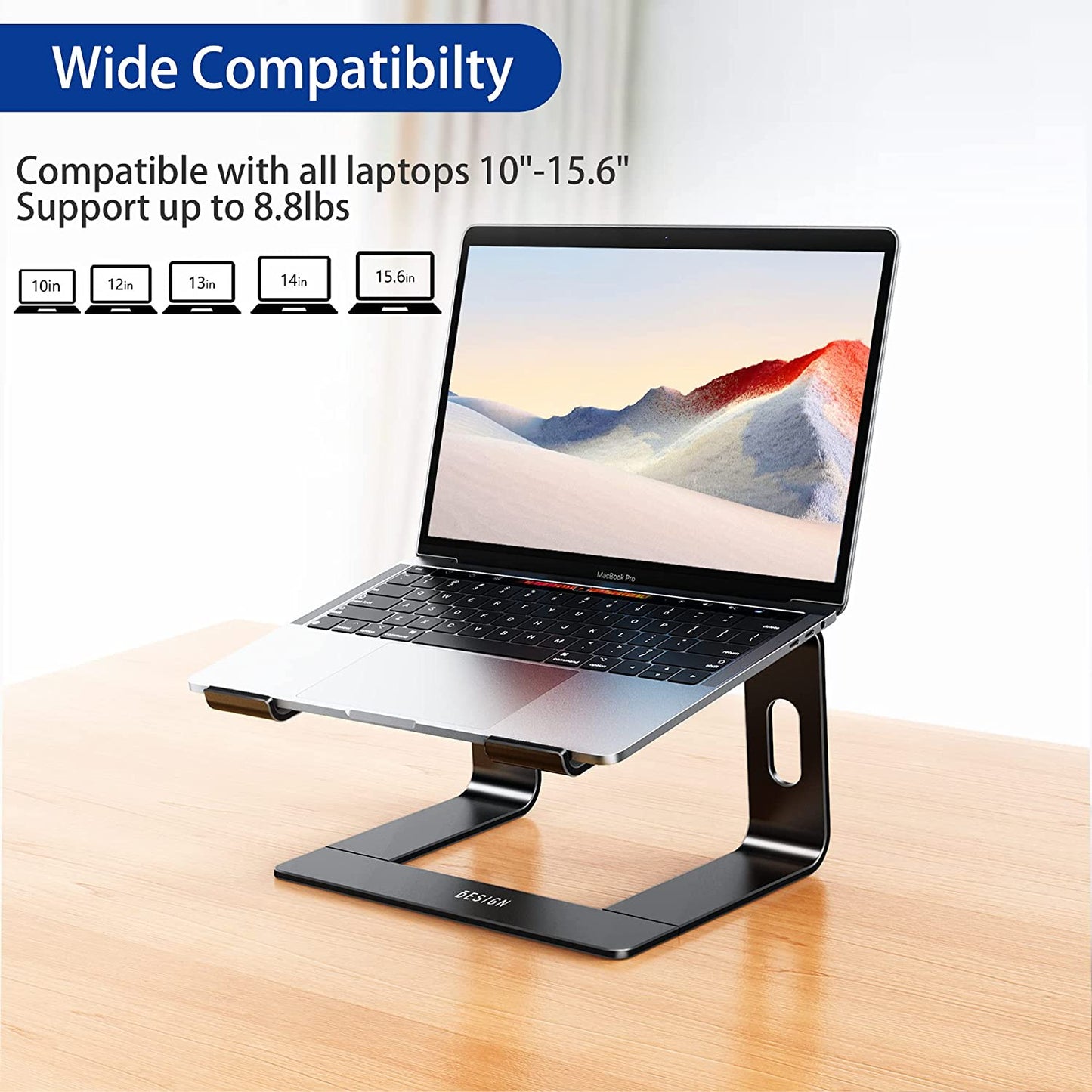 BESIGN LS03 Aluminum Laptop Stand, Detachable Computer Stand, Black