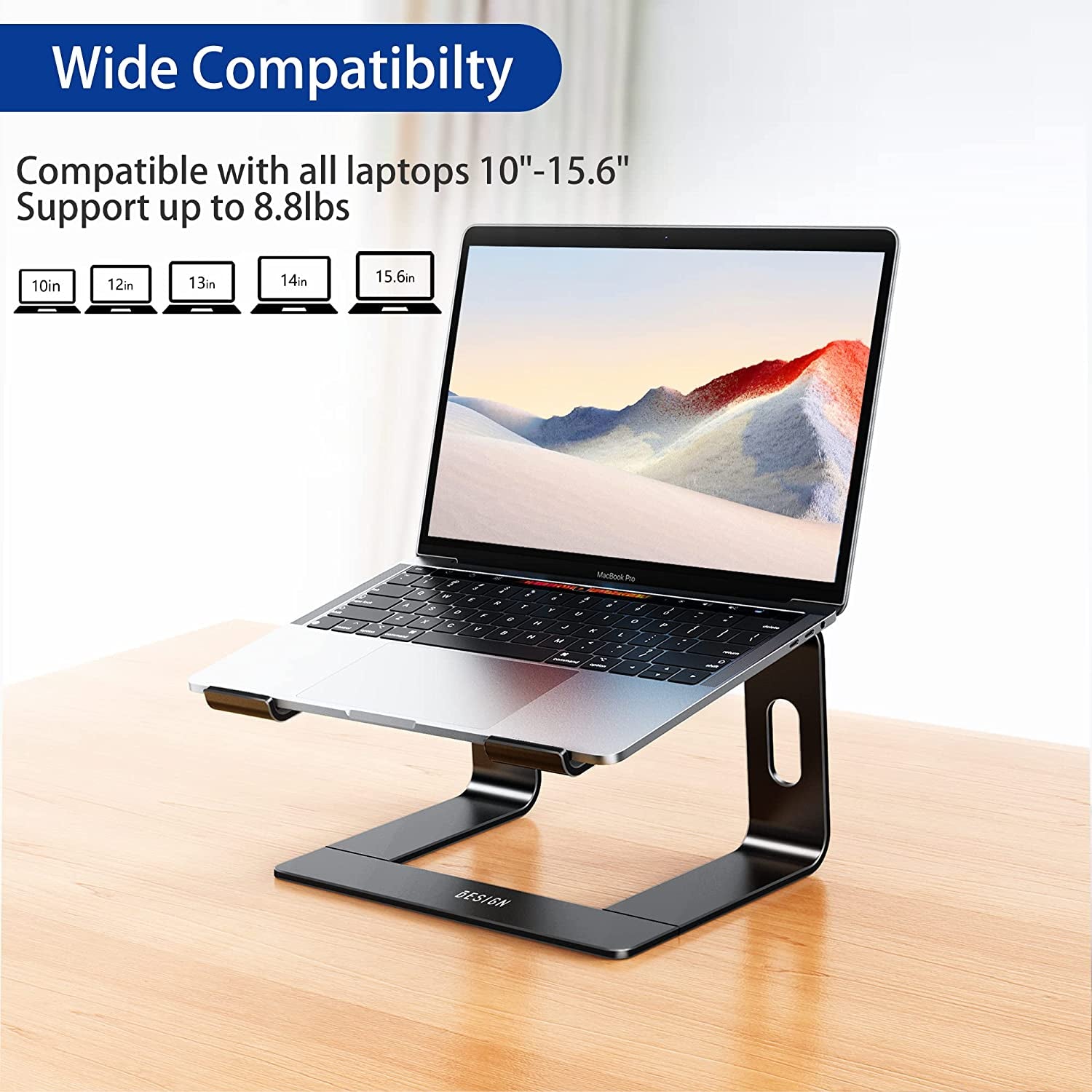 BESIGN LS03 Aluminum Laptop Stand, Detachable Computer Stand, Black