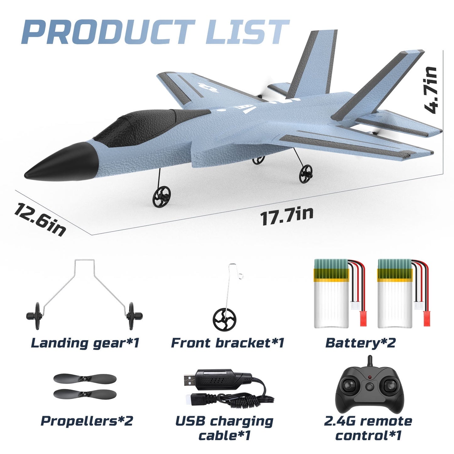 F35 Foam RC Airplane for Beginner, 2 Channels 2.4 GHZ RC Plane Toy
