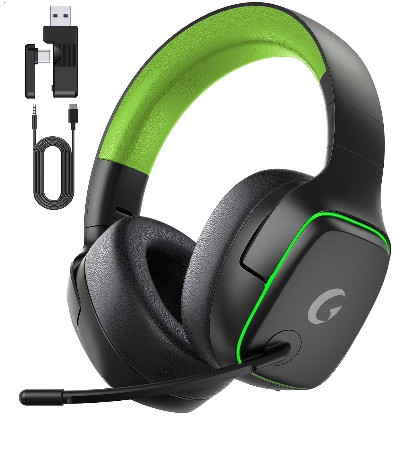 Wireless Gaming Headset 2.4Ghz for Ps5/Ps4/Pc/Switch, Bluetooth 5.3 Headphones with Noise-Canceling Mic