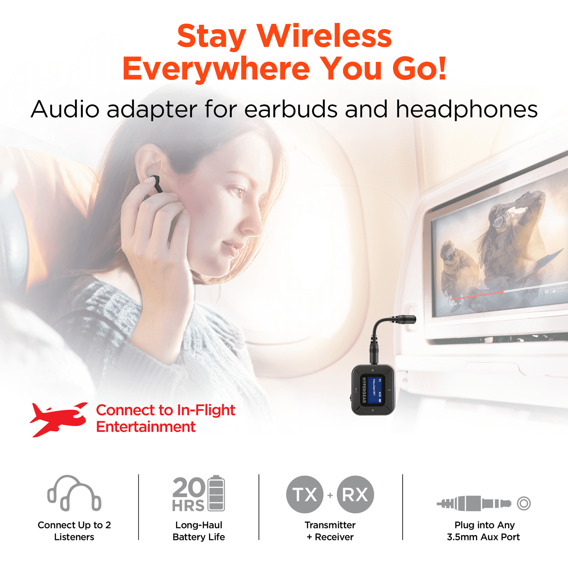 Hypergear Intellicast Flight Audio Transmitter + Receiver