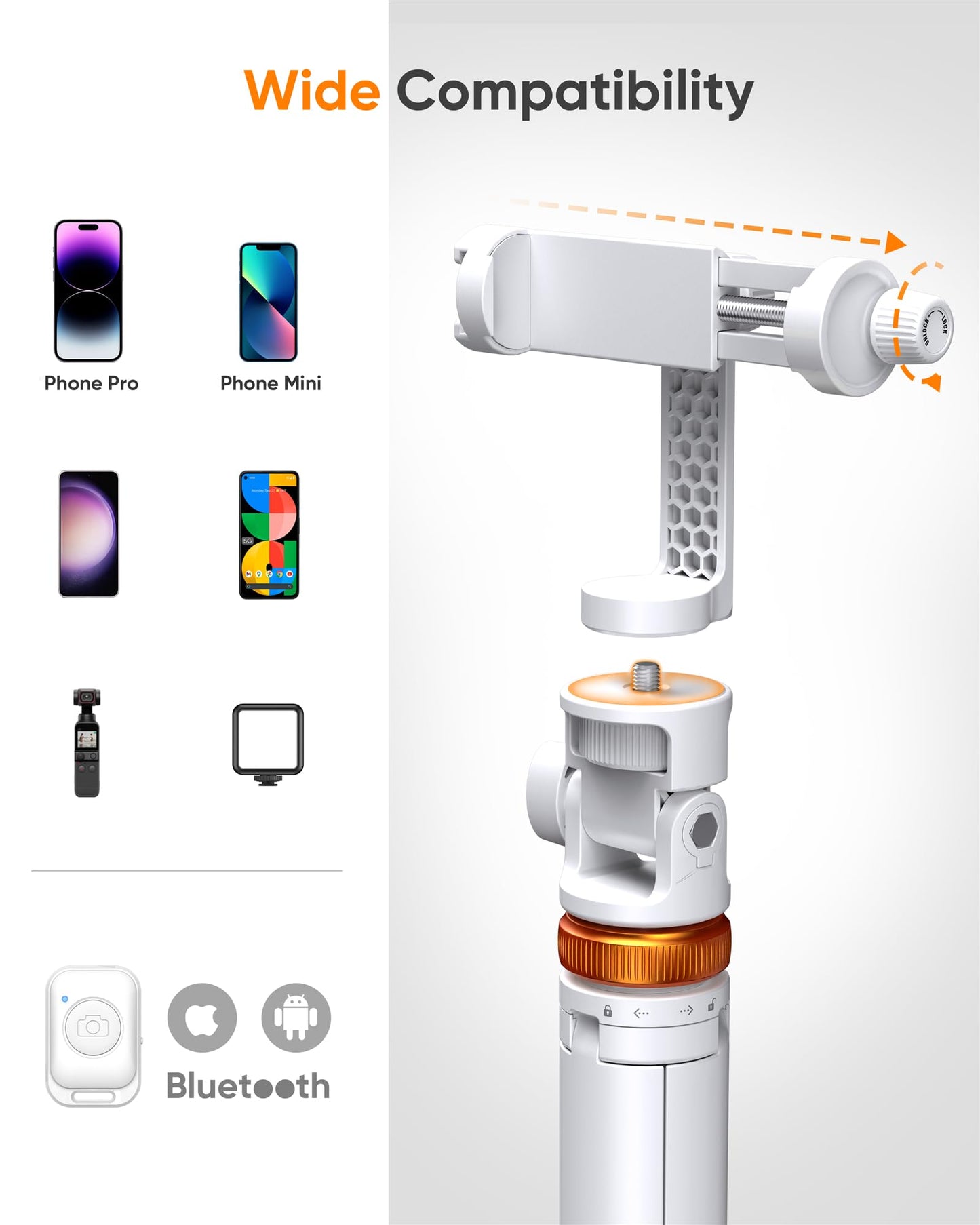 EUCOS 62" Phone Tripod, Selfie Stick with Remote | Extendable Phone Stand Compatible with iPhone/Android