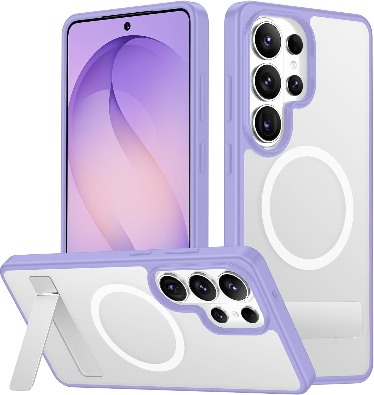 SPIDERCASE Magnetic for Samsung Galaxy S26 Ultra Case,[Built-in Invisible Kickstand][Compatible with Magsafe] Slim Translucent Matte Phone Case for S26 Ultra 6.9'', Purple