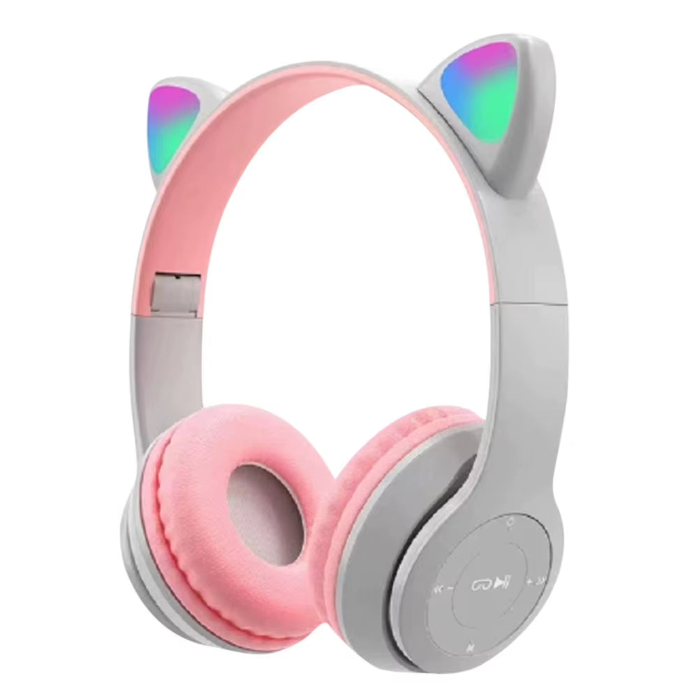 Wireless Headphones Glow Light Gaming Headset Stereo Bass Bluetooth-Compatible Helmets Sports Headphones for Kids and Adult
