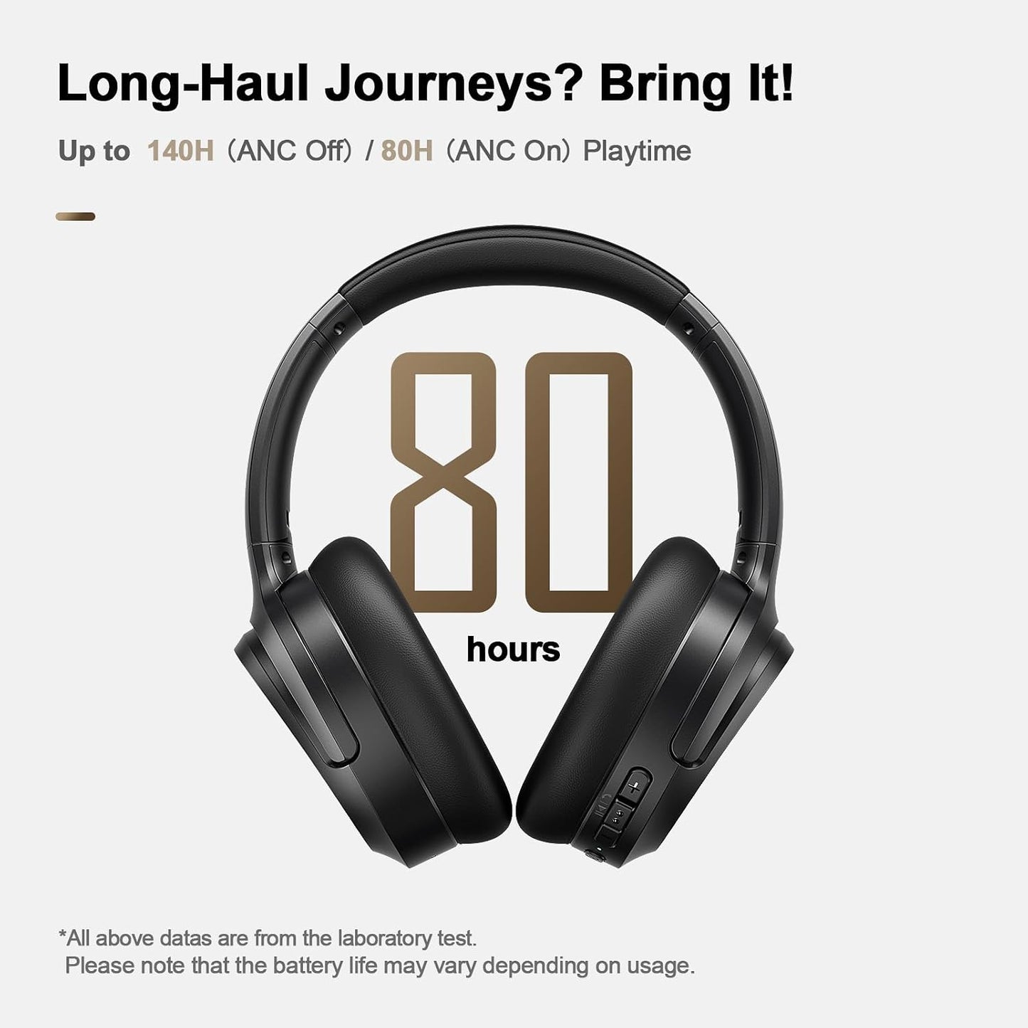 Calmbee Hybrid Active Noise Cancelling Headphones Wireless Over Ear 140Hrs
