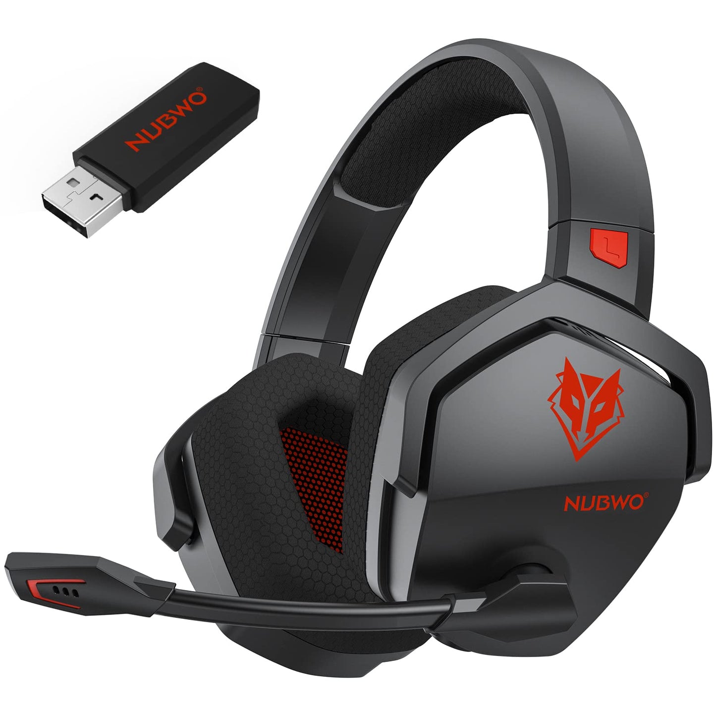 NUBWO Wireless Gaming Headset with Mic for Ps5 Ps4 PC, Zero Interference, 100-Hour Battery All-Day Play, 23ms Sync for Fortnite & Call of Duty/FPS Gamers, Triple Mode All Devices Compatible - Orange