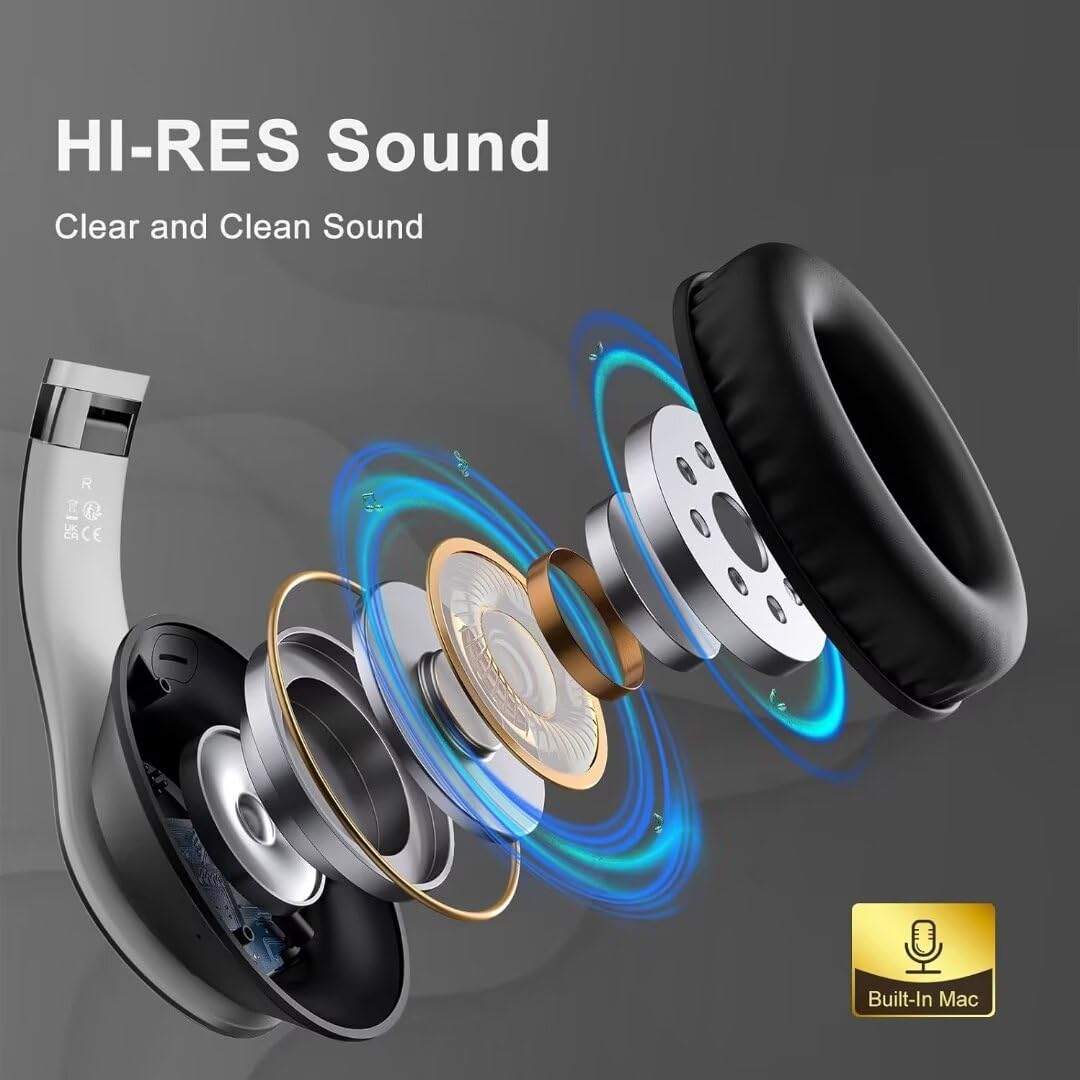 Wireless Bluetooth Headphones Over Ear V6.0 HiFi Stereo with Mic