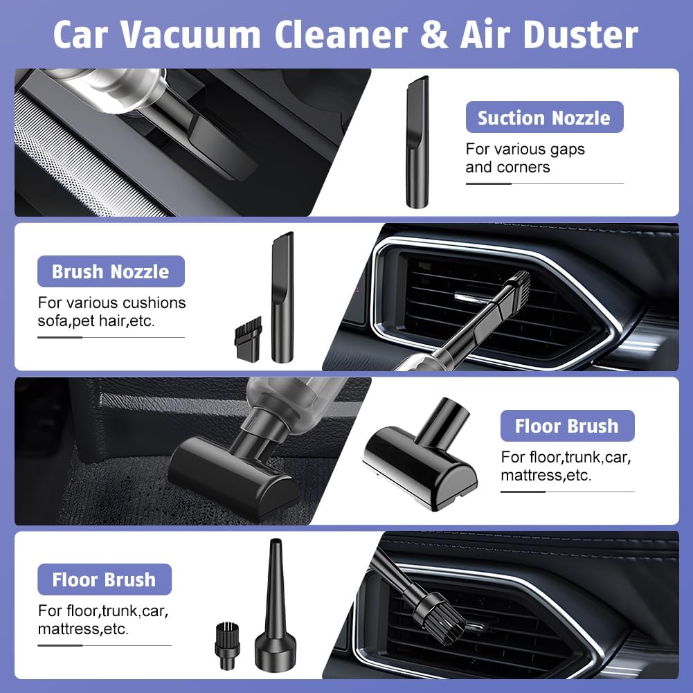 Wireless Handheld Car Vacuum Cleaner with Washable Filters for Car Home Office Pet (Black)