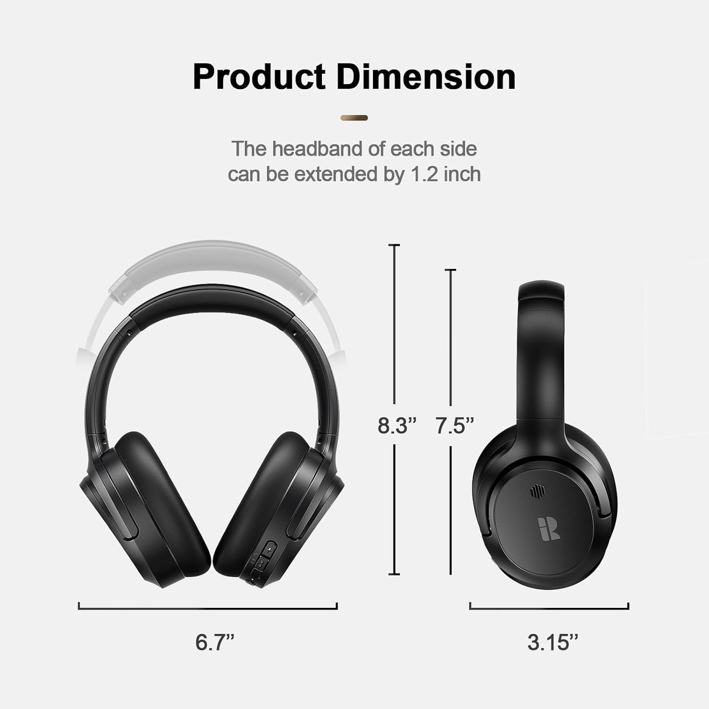 Calmbee Hybrid Active Noise Cancelling Headphones Wireless Over Ear 140Hrs