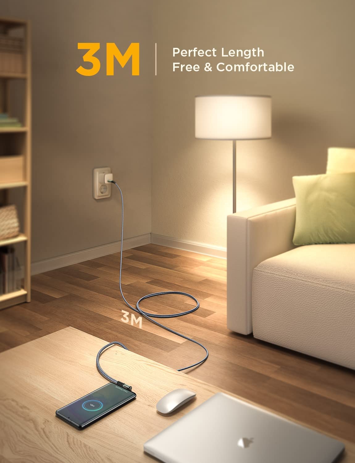 AINOPE USB C to USB C Cable (60W 2Pack 6.6ft) C to C Cable Fast Charging