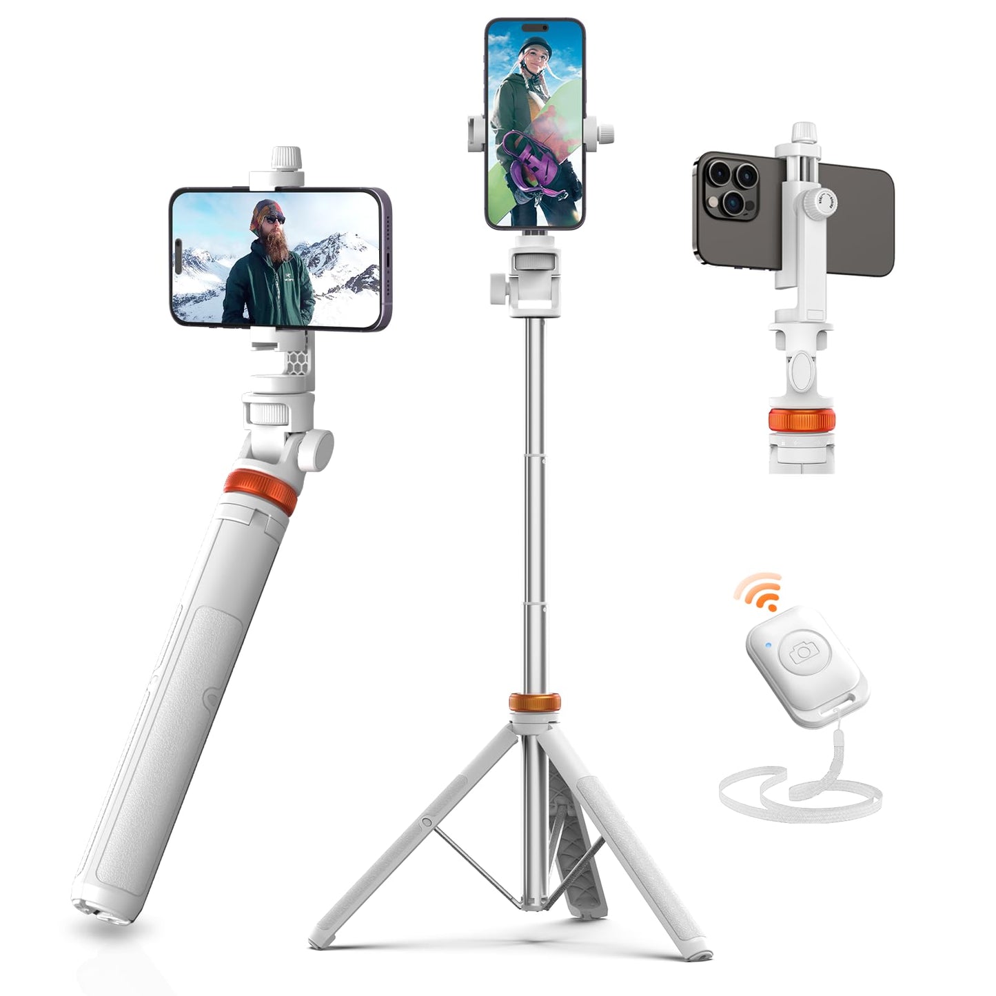EUCOS 62" Phone Tripod, Selfie Stick with Remote | Extendable Phone Stand Compatible with iPhone/Android