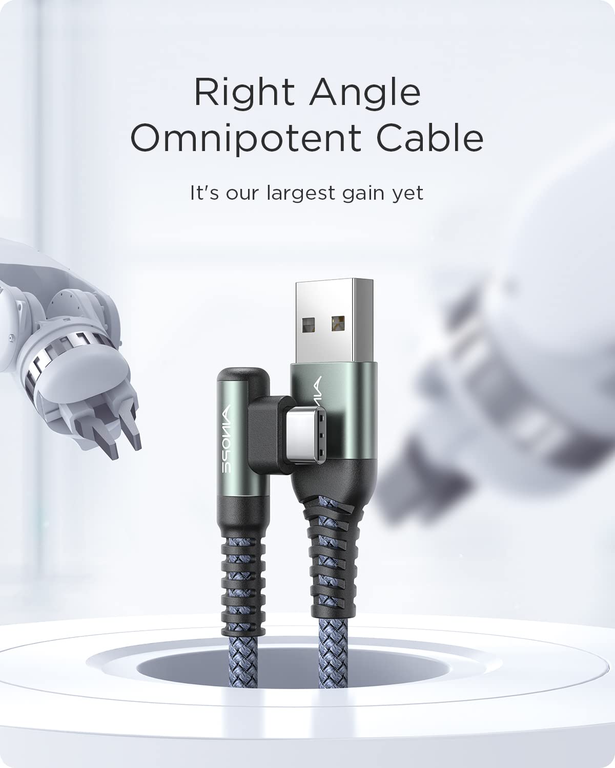 AINOPE 2-Pack Type C Charging Cable 3.1A Fast Charge, Right Angle [6.6ft+6.6ft] USB C Cable, Durable Nylon Braided Type C Charging Cable Fast Charge Compatible Galaxy S10 S9 S21, LG V30,V20,G6