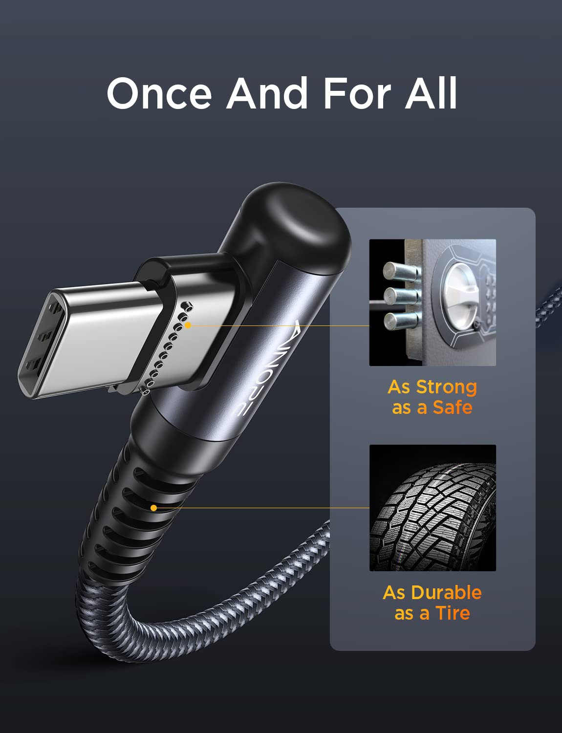 AINOPE USB C to USB C Cable (60W 2Pack 6.6ft) C to C Cable Fast Charging