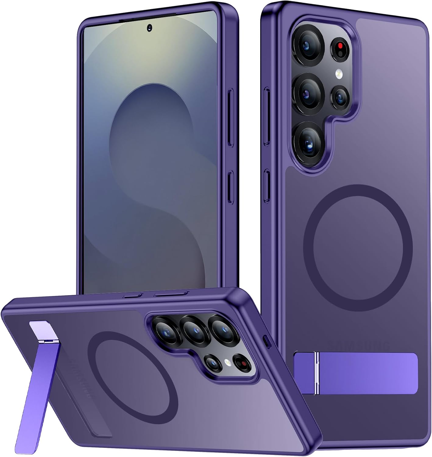 SPIDERCASE Magnetic for Samsung Galaxy S26 Ultra Case,[Built-in Invisible Kickstand][Compatible with Magsafe] Slim Translucent Matte Phone Case for S26 Ultra 6.9'', Purple