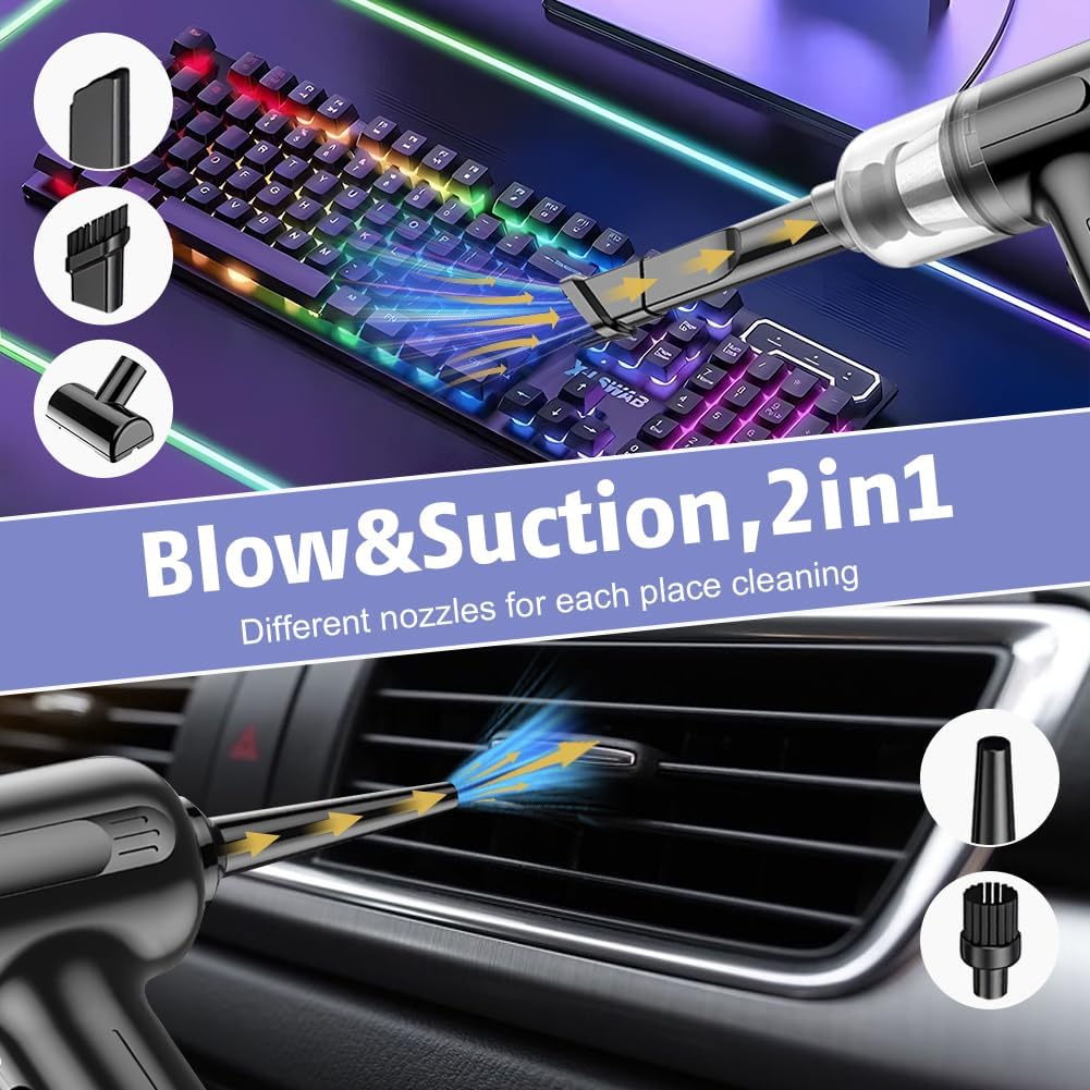 Wireless Handheld Car Vacuum Cleaner with Washable Filters for Car Home Office Pet (Black)