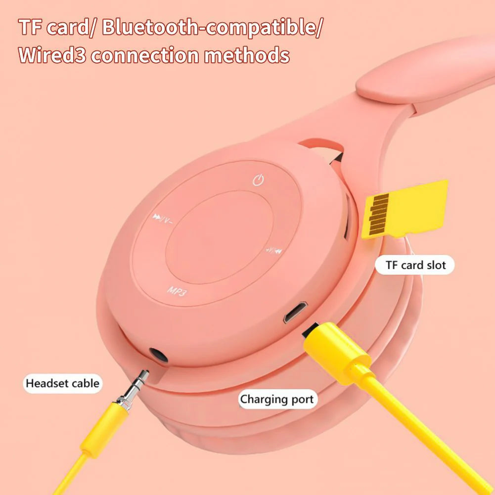 Headphones Kids Wireless Bluetooth Earphones Stereo Foldable Helmets Gaming Headsets Over-Ear Headphones for Android Ios