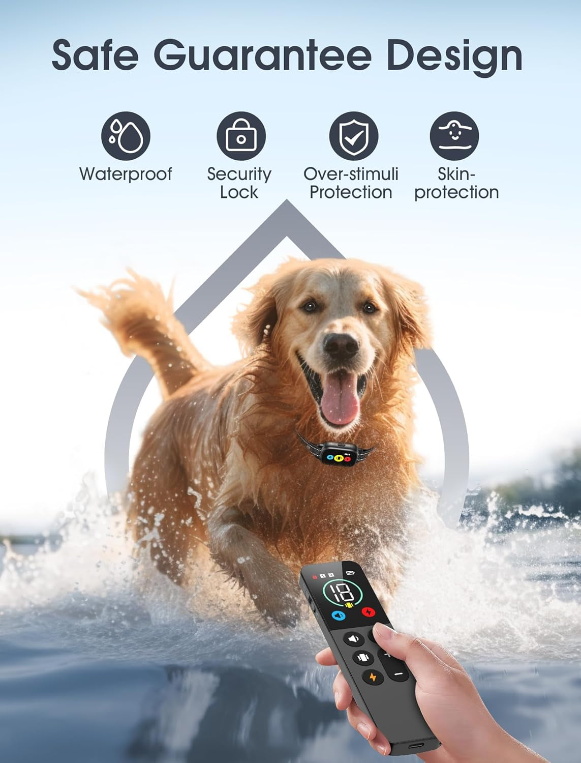 Dog Training Collar with Remote, Shock Collar with 3 Training Modes, Waterproof 