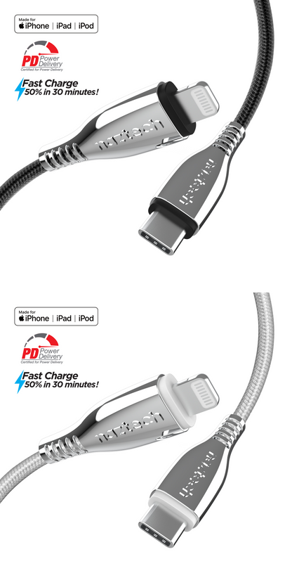 Naztech Titanium USB-C to Lightning Braided Cable 6Ft