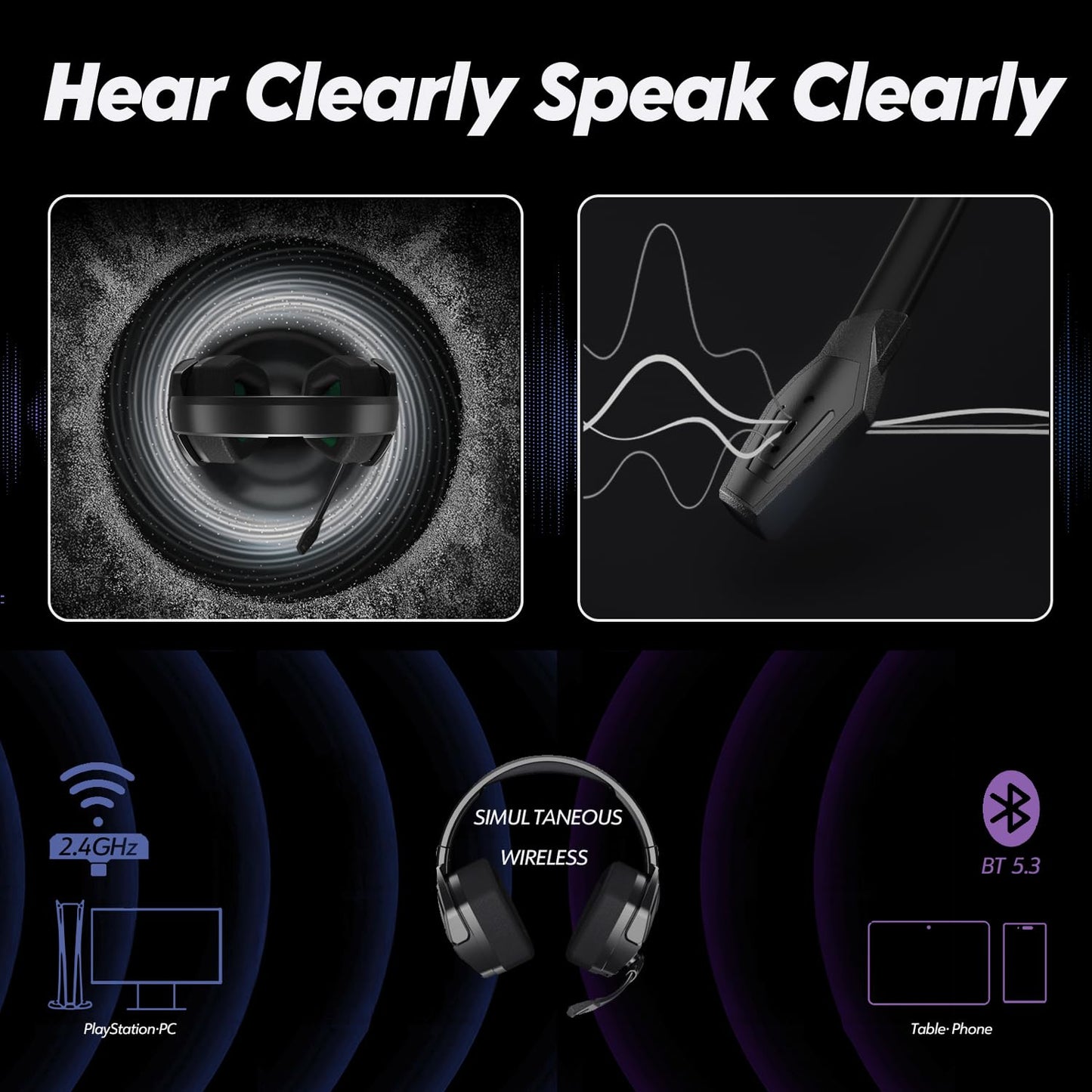 NUBWO Wireless Gaming Headset with Mic for Ps5 Ps4 PC, Zero Interference, 100-Hour Battery All-Day Play, 23ms Sync for Fortnite & Call of Duty/FPS Gamers, Triple Mode All Devices Compatible - Orange