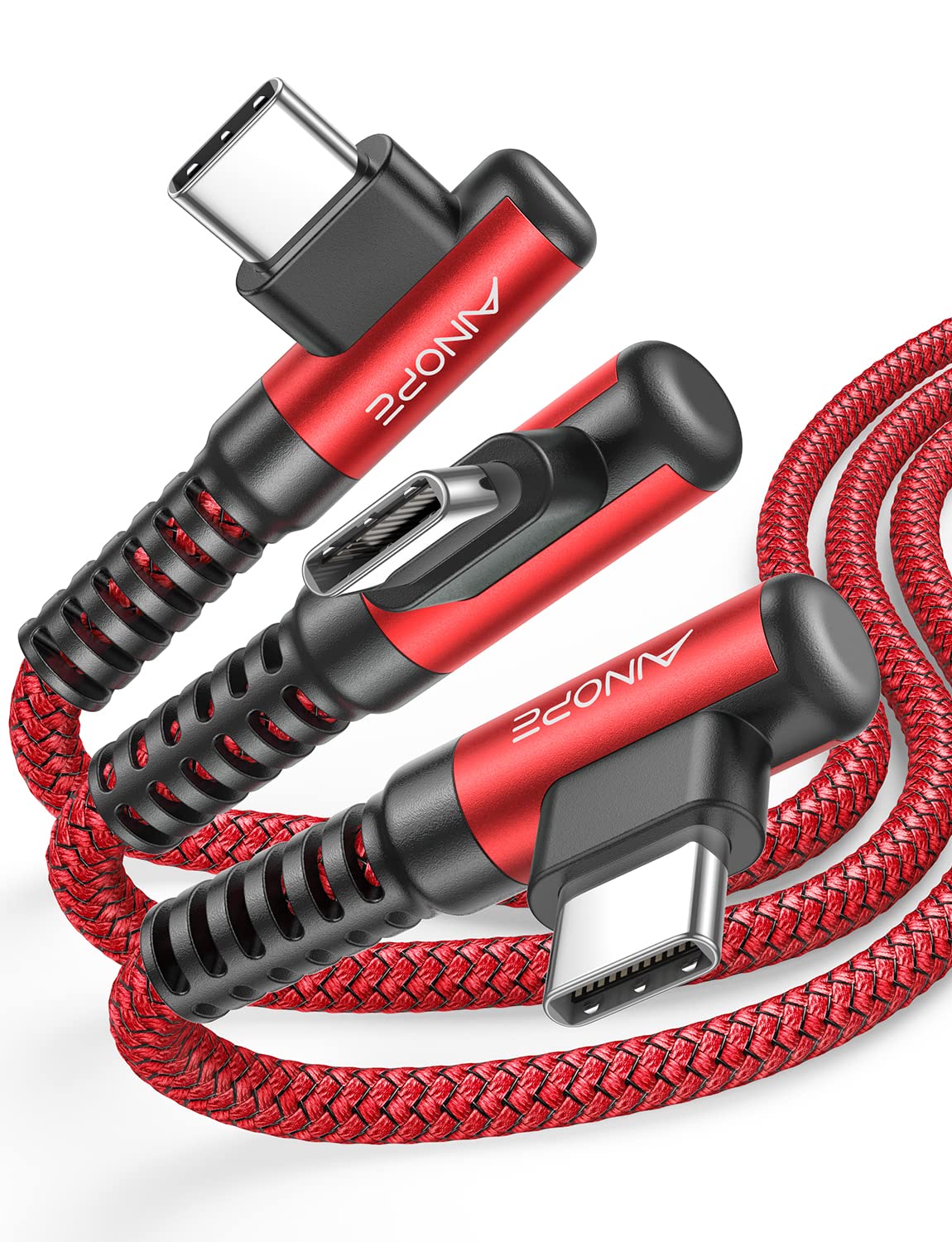 AINOPE 2-Pack Type C Charging Cable 3.1A Fast Charge, Right Angle [6.6ft+6.6ft] USB C Cable, Durable Nylon Braided Type C Charging Cable Fast Charge Compatible Galaxy S10 S9 S21, LG V30,V20,G6