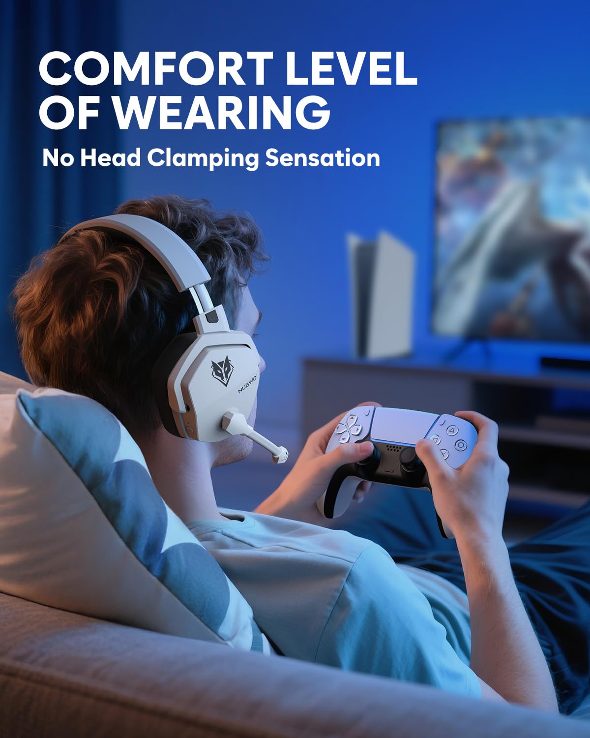 NUBWO Wireless Gaming Headset with Mic for Ps5 Ps4 PC, Zero Interference, 100-Hour Battery All-Day Play, 23ms Sync for Fortnite & Call of Duty/FPS Gamers, Triple Mode All Devices Compatible - Orange