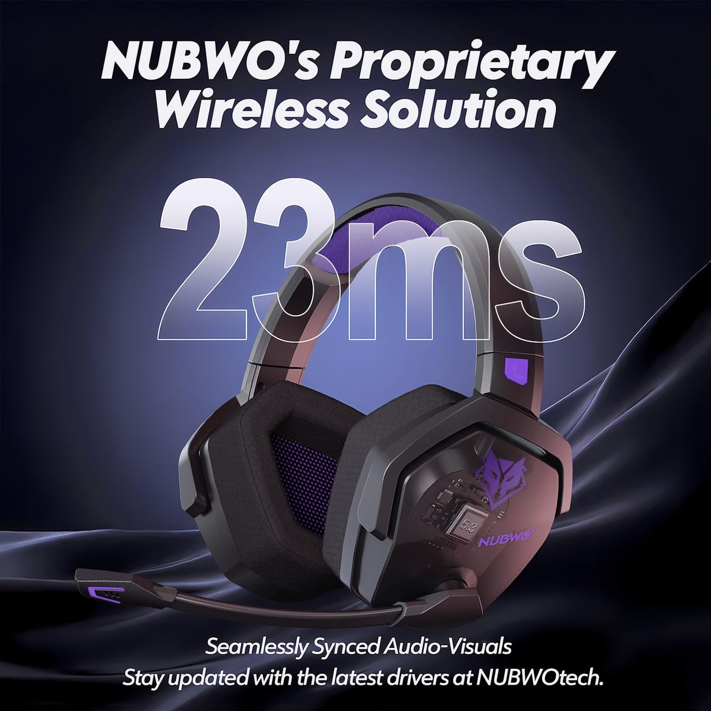 NUBWO Wireless Gaming Headset with Mic for Ps5 Ps4 PC, Zero Interference, 100-Hour Battery All-Day Play, 23ms Sync for Fortnite & Call of Duty/FPS Gamers, Triple Mode All Devices Compatible - Orange