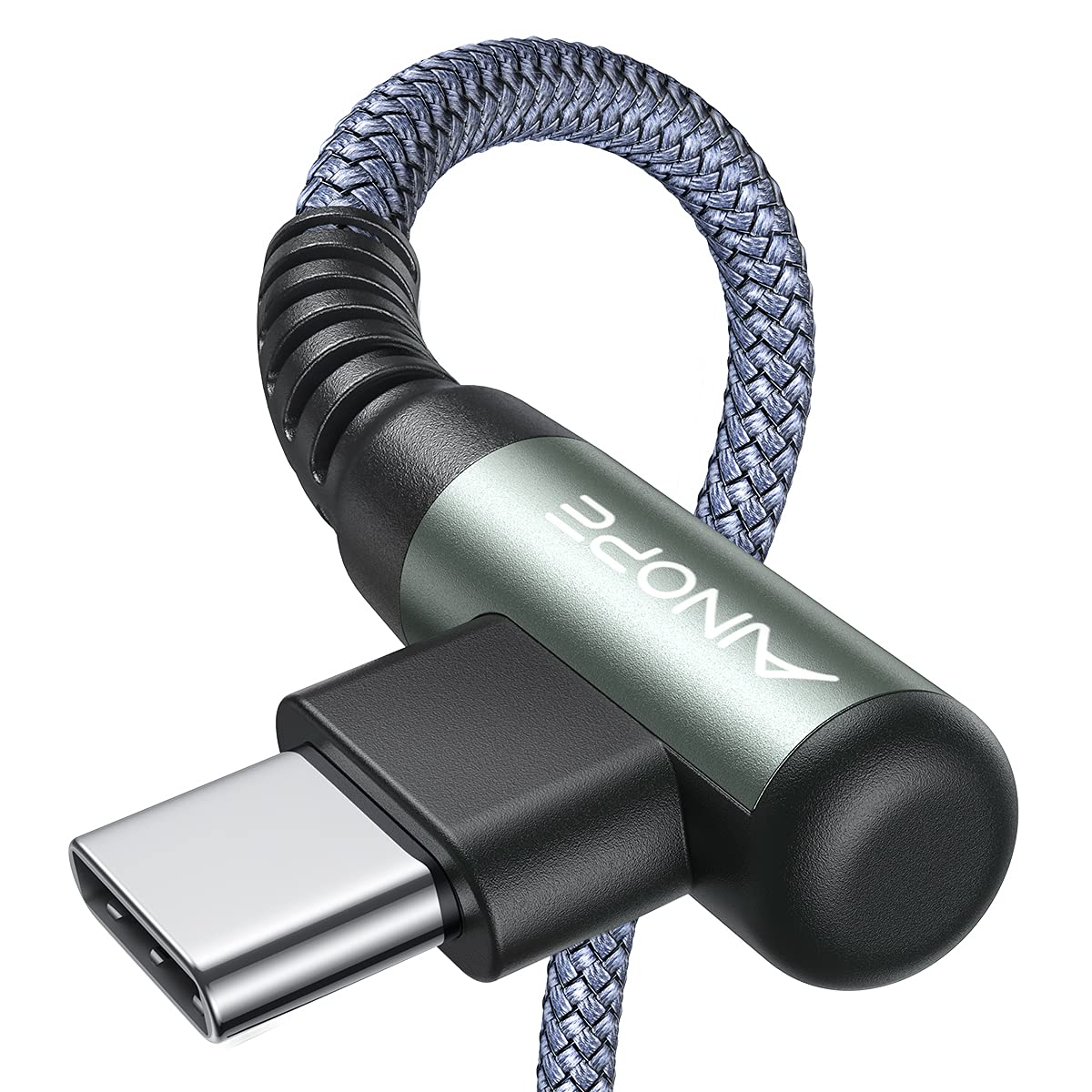 AINOPE 2-Pack Type C Charging Cable 3.1A Fast Charge, Right Angle [6.6ft+6.6ft] USB C Cable, Durable Nylon Braided Type C Charging Cable Fast Charge Compatible Galaxy S10 S9 S21, LG V30,V20,G6