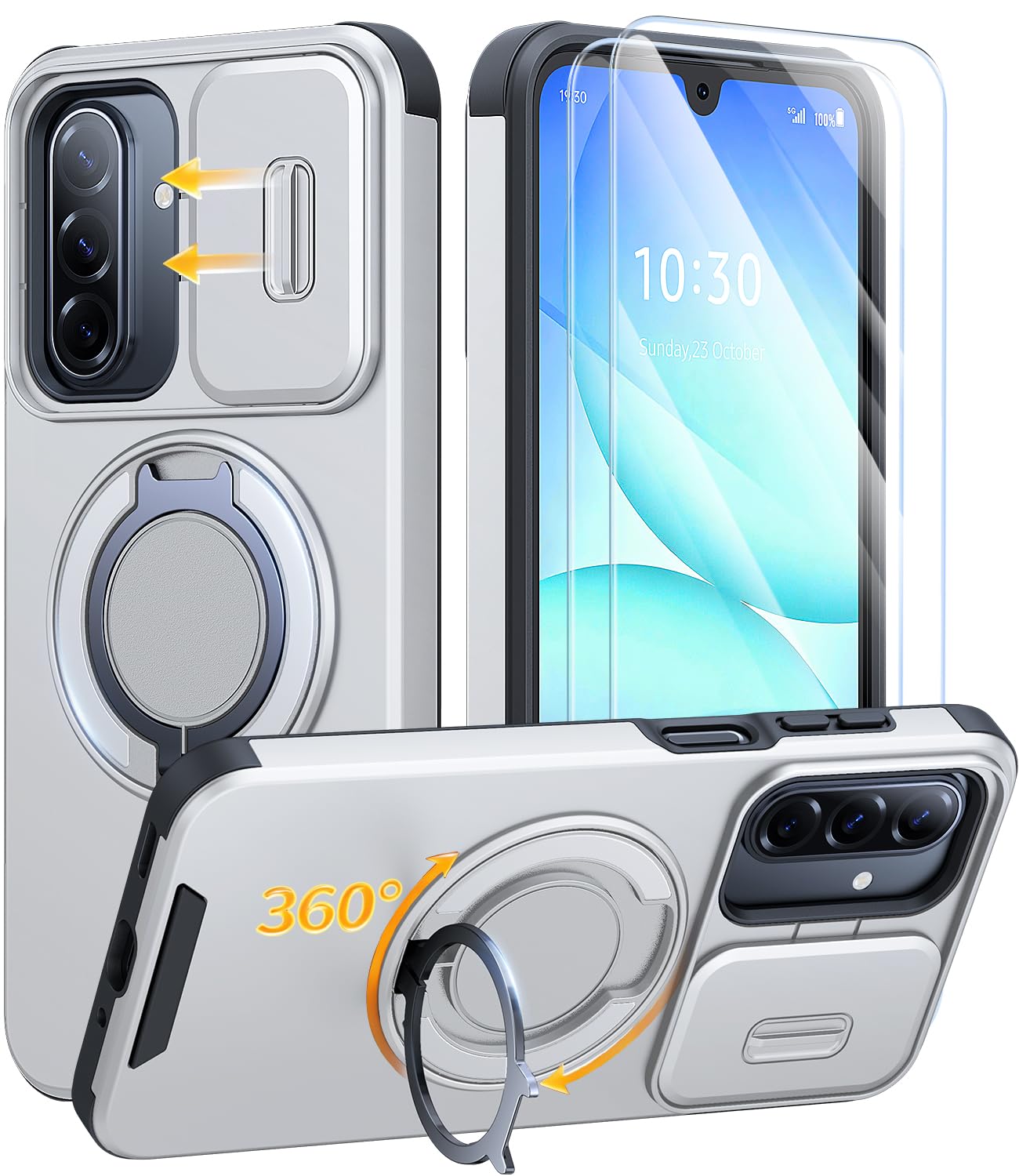 JAME for Samsung Galaxy S26 Ultra Case with Ring Stand & Slide Camera Cover | Ring Holder Kickstand, Screen Protectors, Dual-Layer Shockproof Protective, Magnetic Accessory Friendly Phone Case, Purple