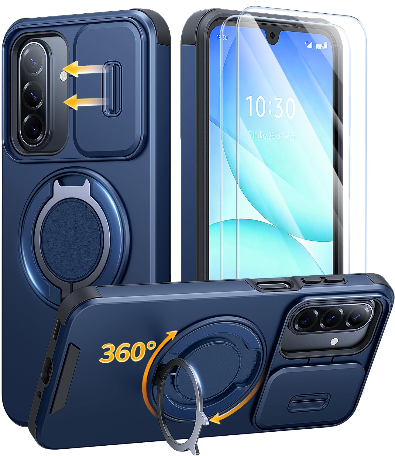 JAME for Samsung Galaxy S26 Ultra Case with Ring Stand & Slide Camera Cover | Ring Holder Kickstand, Screen Protectors, Dual-Layer Shockproof Protective, Magnetic Accessory Friendly Phone Case, Purple