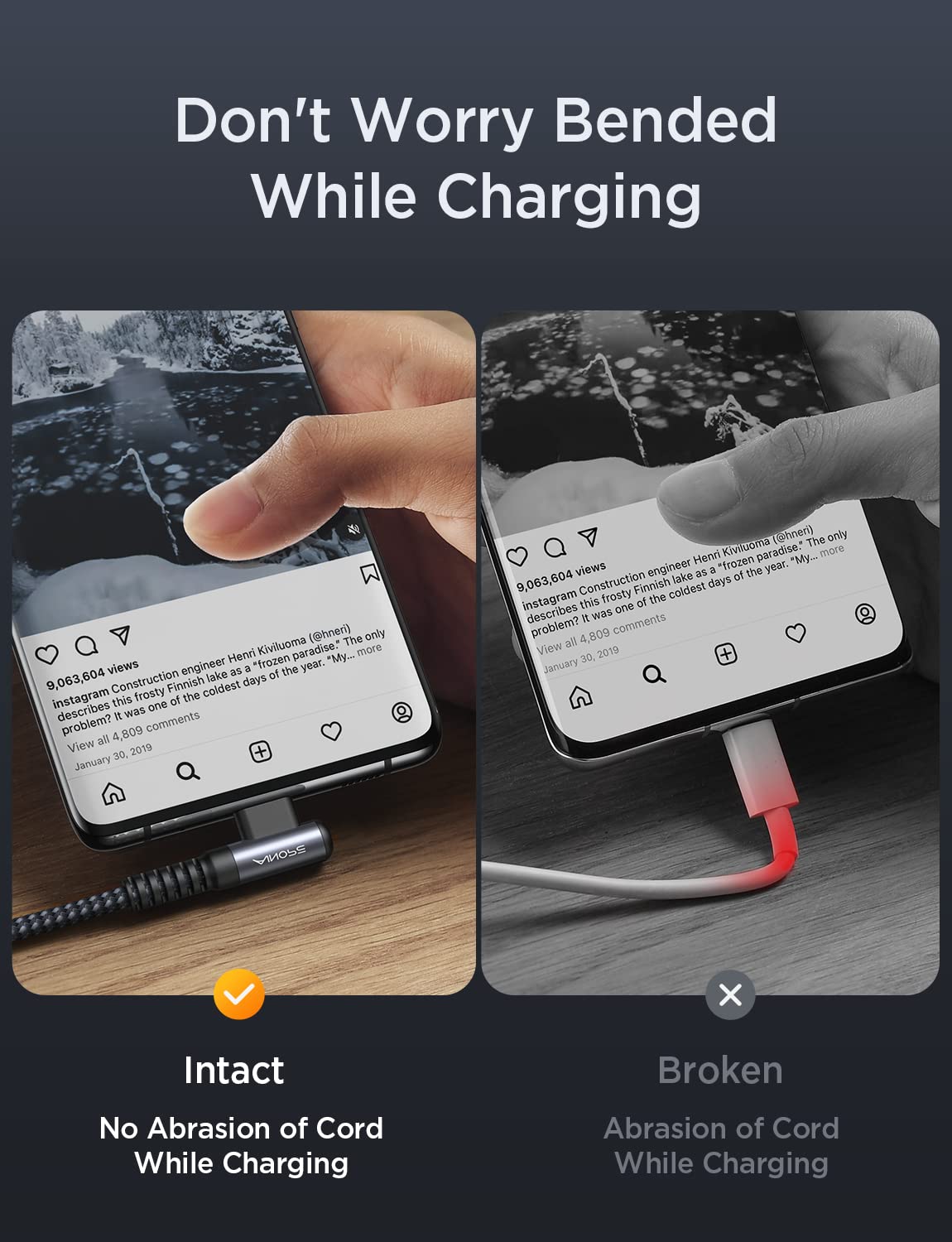 AINOPE USB C to USB C Cable (60W 2Pack 6.6ft) C to C Cable Fast Charging