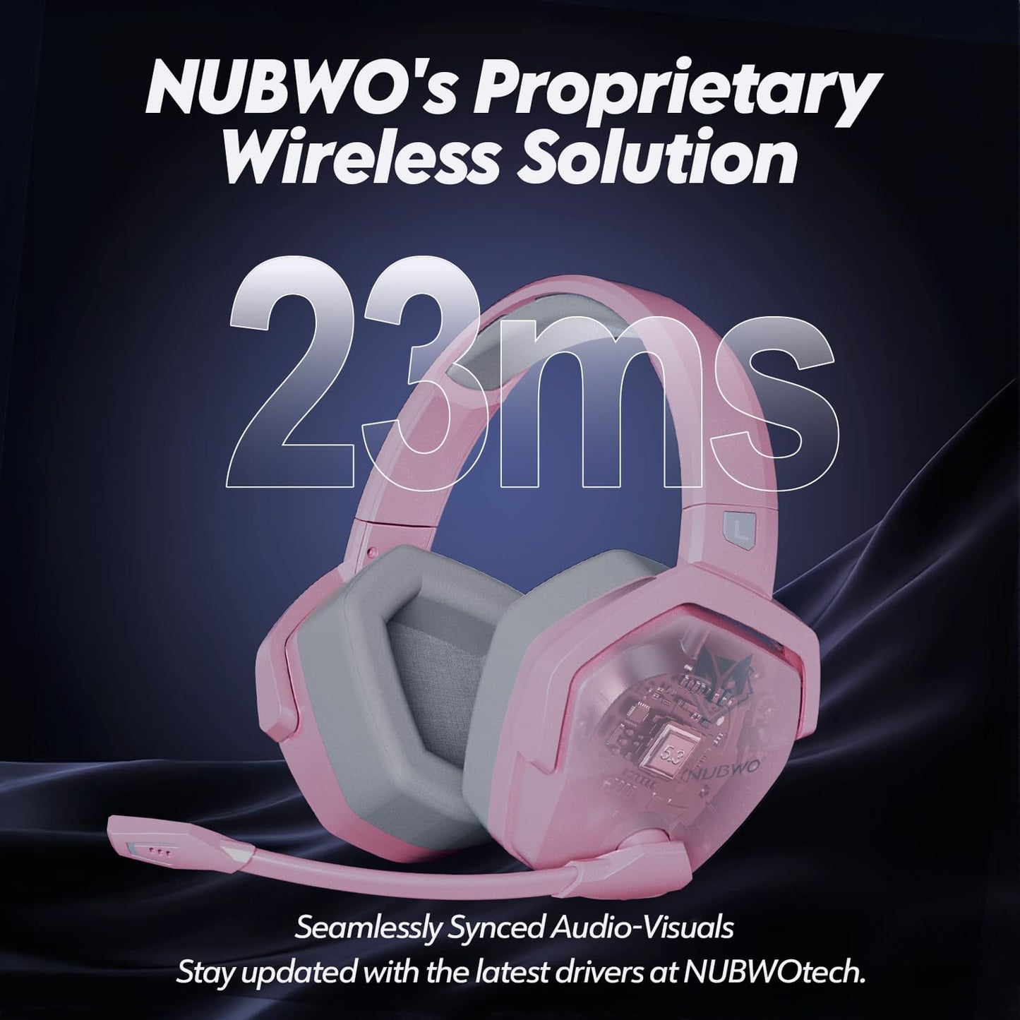 NUBWO Wireless Gaming Headset with Mic for Ps5 Ps4 PC, Zero Interference, 100-Hour Battery All-Day Play, 23ms Sync for Fortnite & Call of Duty/FPS Gamers, Triple Mode All Devices Compatible - Orange