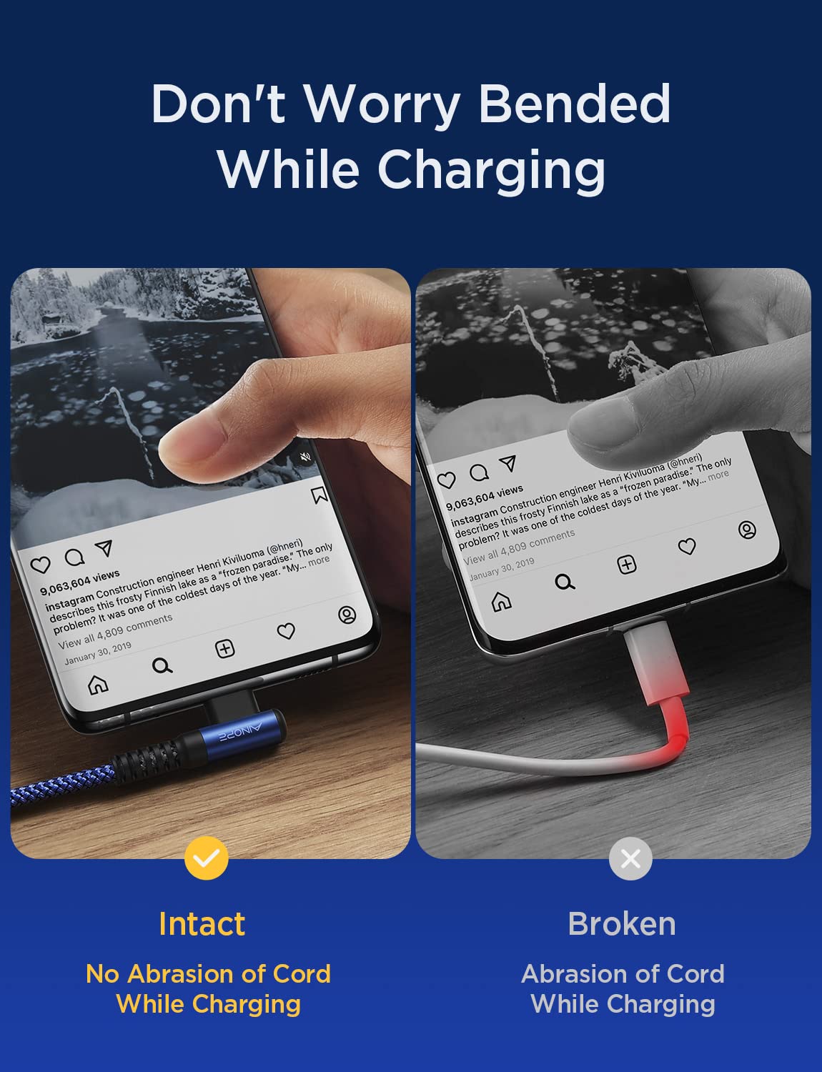 AINOPE USB C to USB C Cable (60W 2Pack 6.6ft) C to C Cable Fast Charging