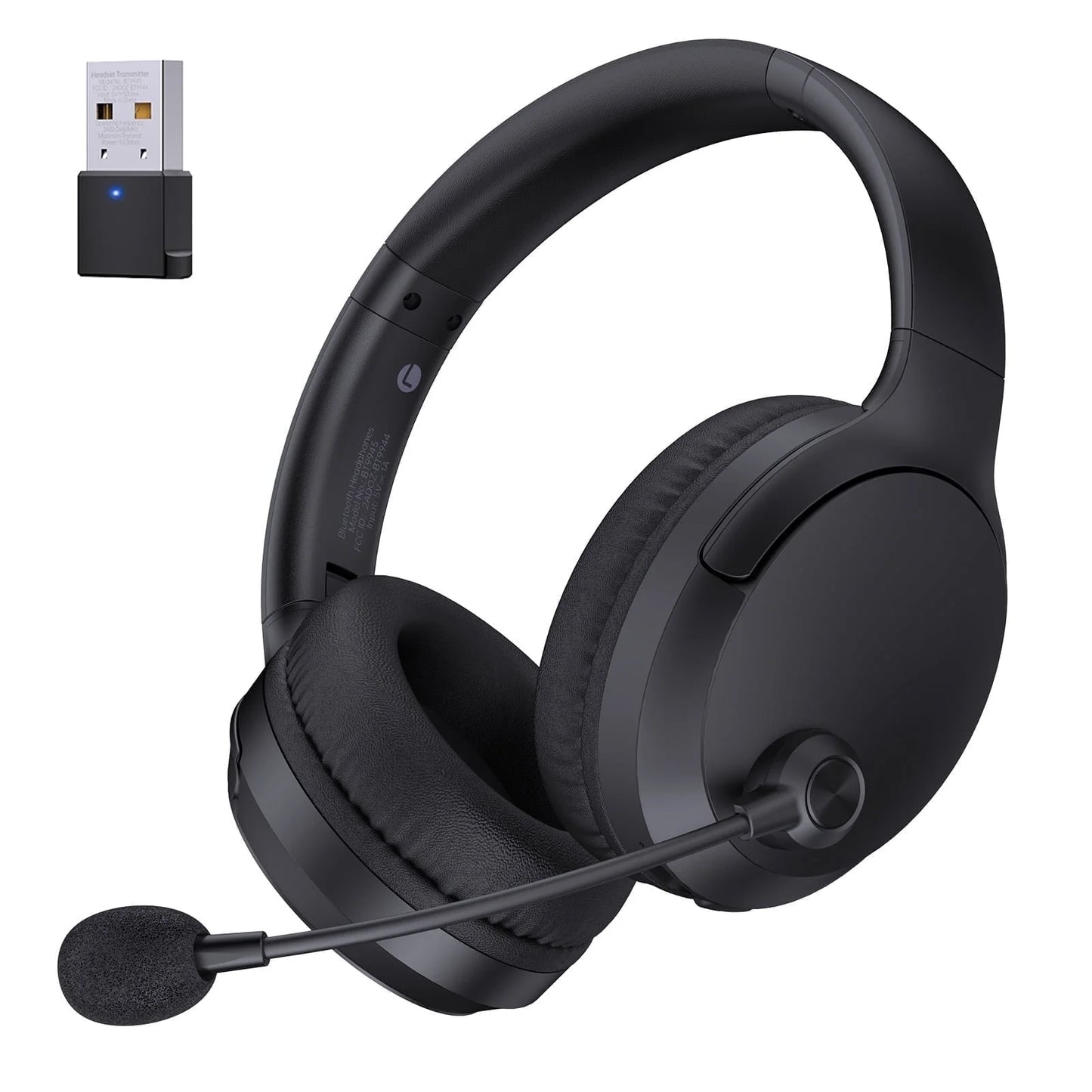 Wireless Headset with Mic AI Noise Cancelling, Black