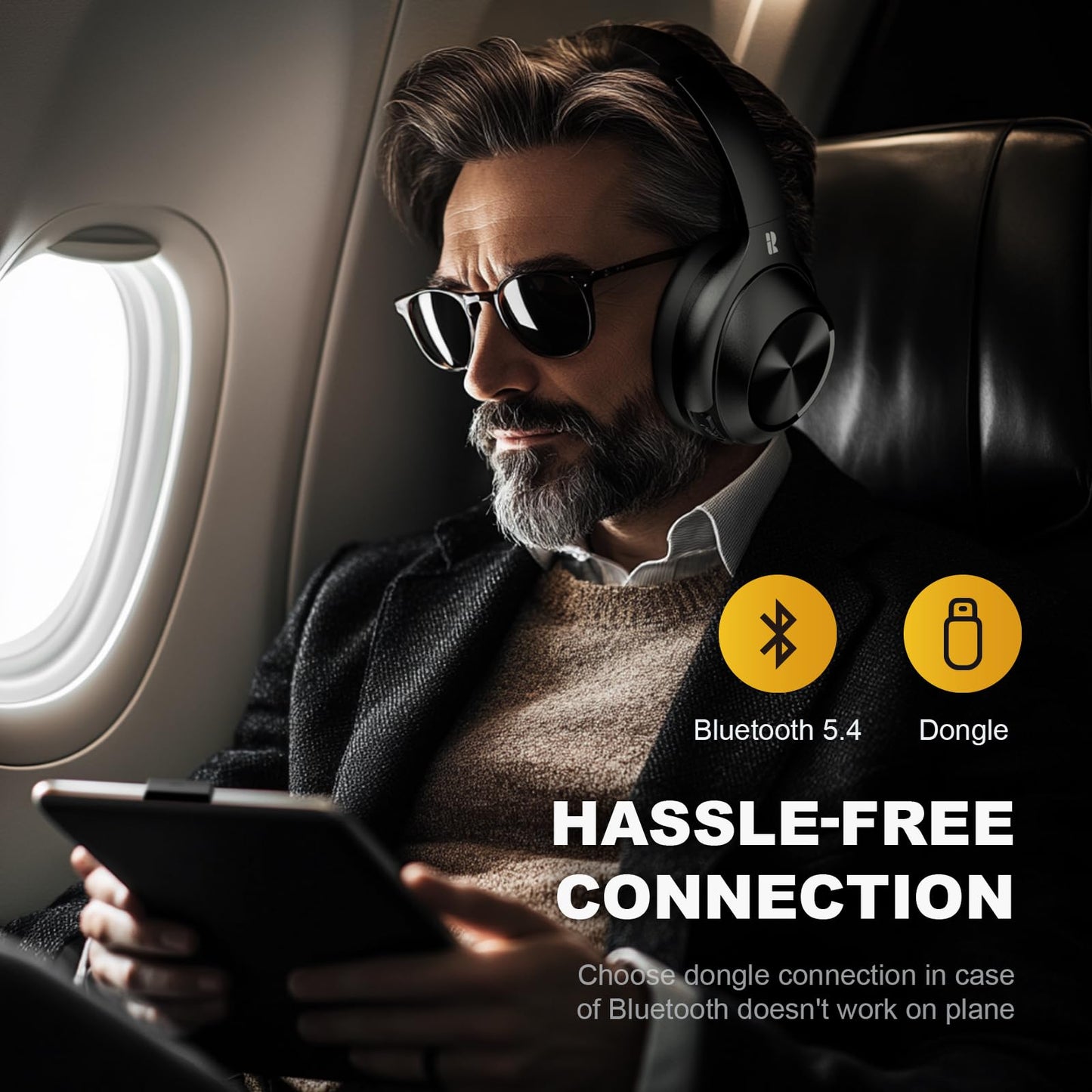 Calmbee Hybrid Active Noise Cancelling Headphones Wireless Over Ear 140Hrs