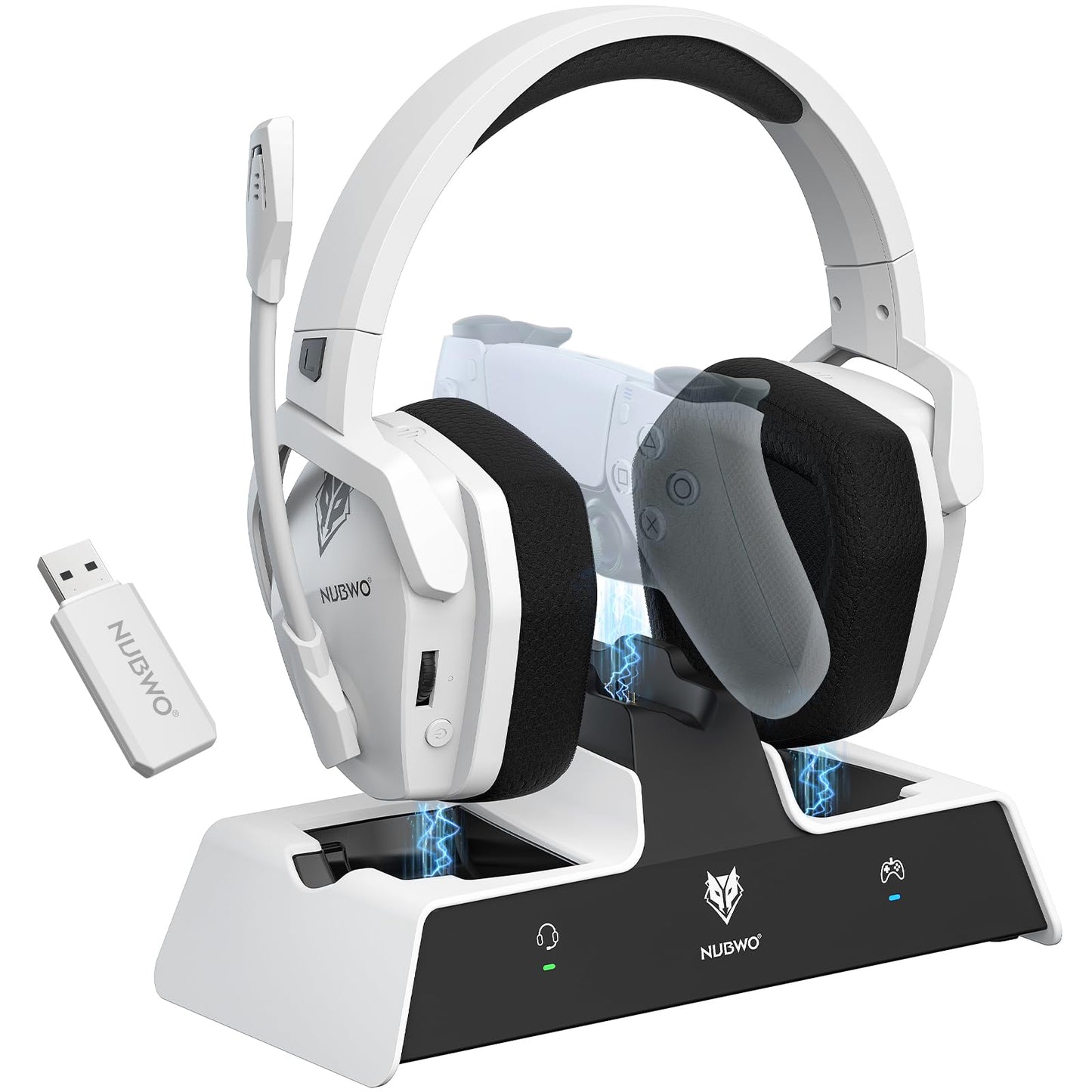 NUBWO Wireless Gaming Headset with Mic for Ps5 Ps4 PC, Zero Interference, 100-Hour Battery All-Day Play, 23ms Sync for Fortnite & Call of Duty/FPS Gamers, Triple Mode All Devices Compatible - Orange