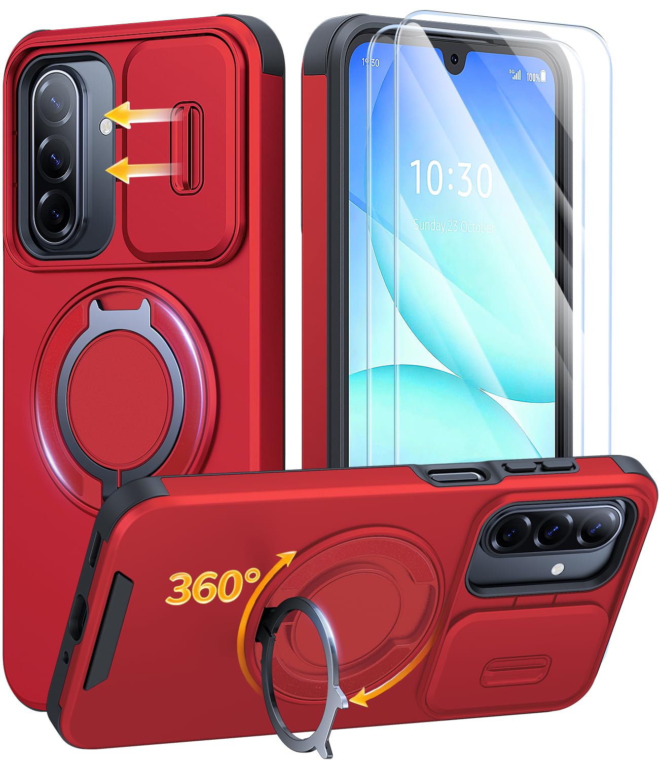 JAME for Samsung Galaxy S26 Ultra Case with Ring Stand & Slide Camera Cover | Ring Holder Kickstand, Screen Protectors, Dual-Layer Shockproof Protective, Magnetic Accessory Friendly Phone Case, Purple