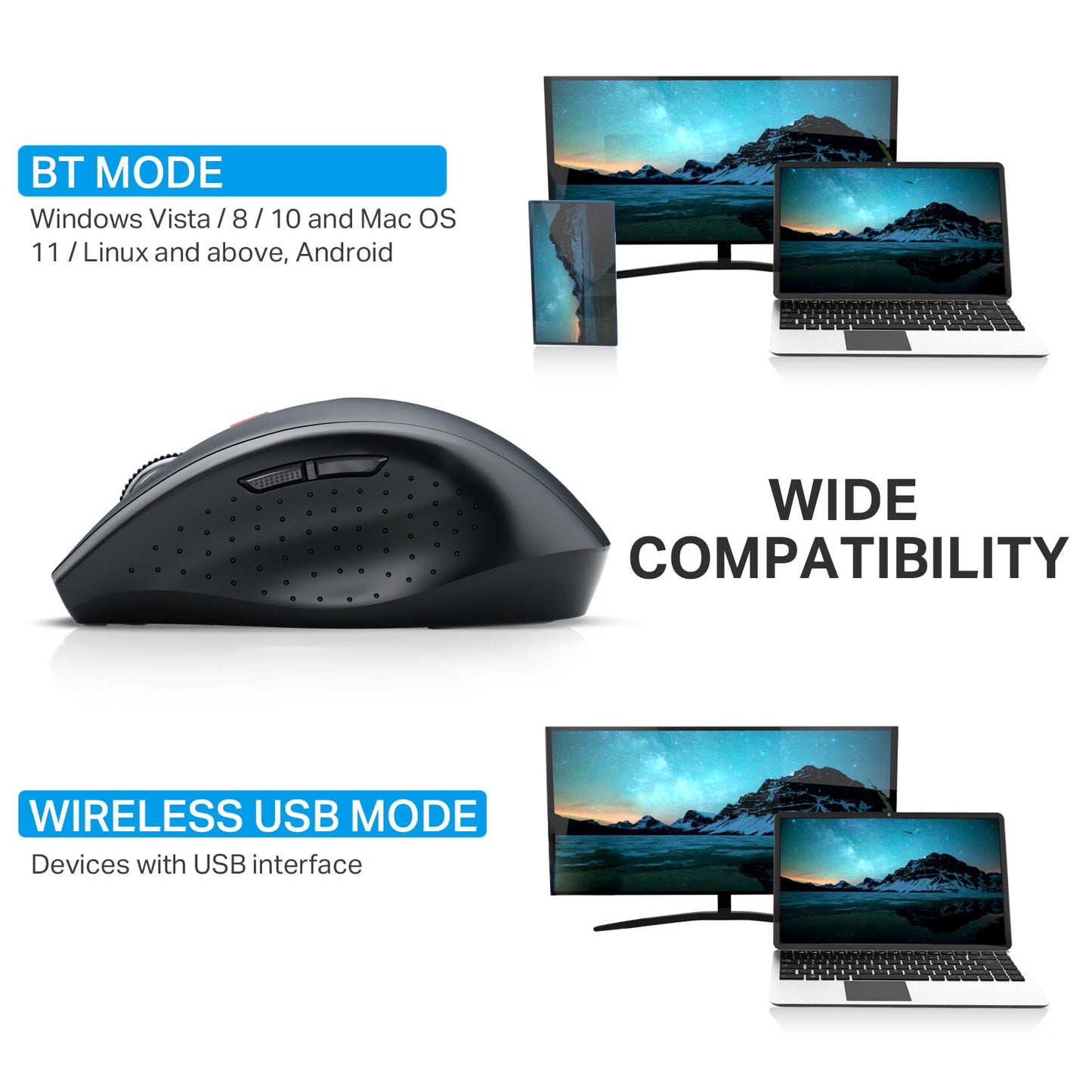 E-YOOSO Wireless Mouse for Laptop, Portable Optical Computer Mouse, 6 Buttons, Cordless 2.4GHz with USB Receiver, 5-Level 4800 DPI, 18 Months Battery Life for PC Chromebook Windows Mac