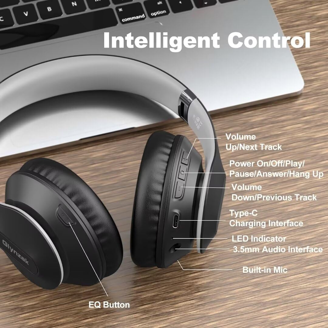 Wireless Bluetooth Headphones Over Ear V6.0 HiFi Stereo with Mic