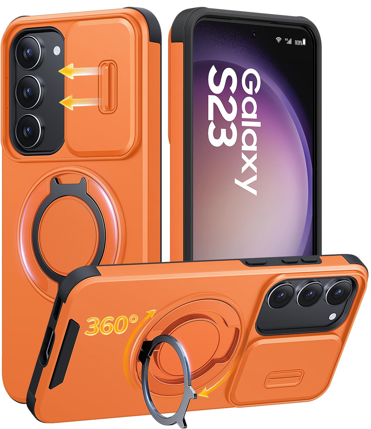 JAME for Samsung Galaxy S26 Ultra Case with Ring Stand & Slide Camera Cover | Ring Holder Kickstand, Screen Protectors, Dual-Layer Shockproof Protective, Magnetic Accessory Friendly Phone Case, Purple