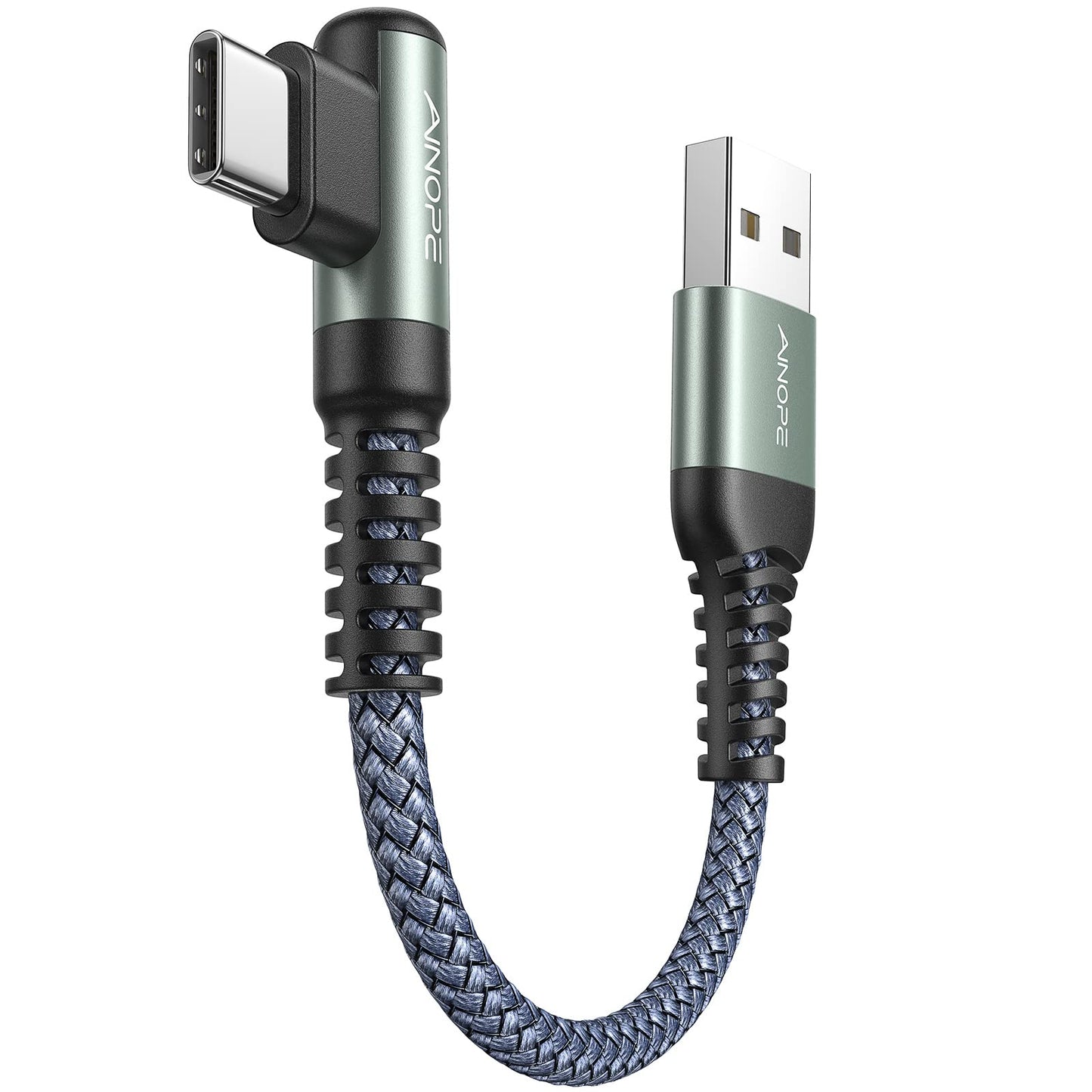 AINOPE 2-Pack Type C Charging Cable 3.1A Fast Charge, Right Angle [6.6ft+6.6ft] USB C Cable, Durable Nylon Braided Type C Charging Cable Fast Charge Compatible Galaxy S10 S9 S21, LG V30,V20,G6