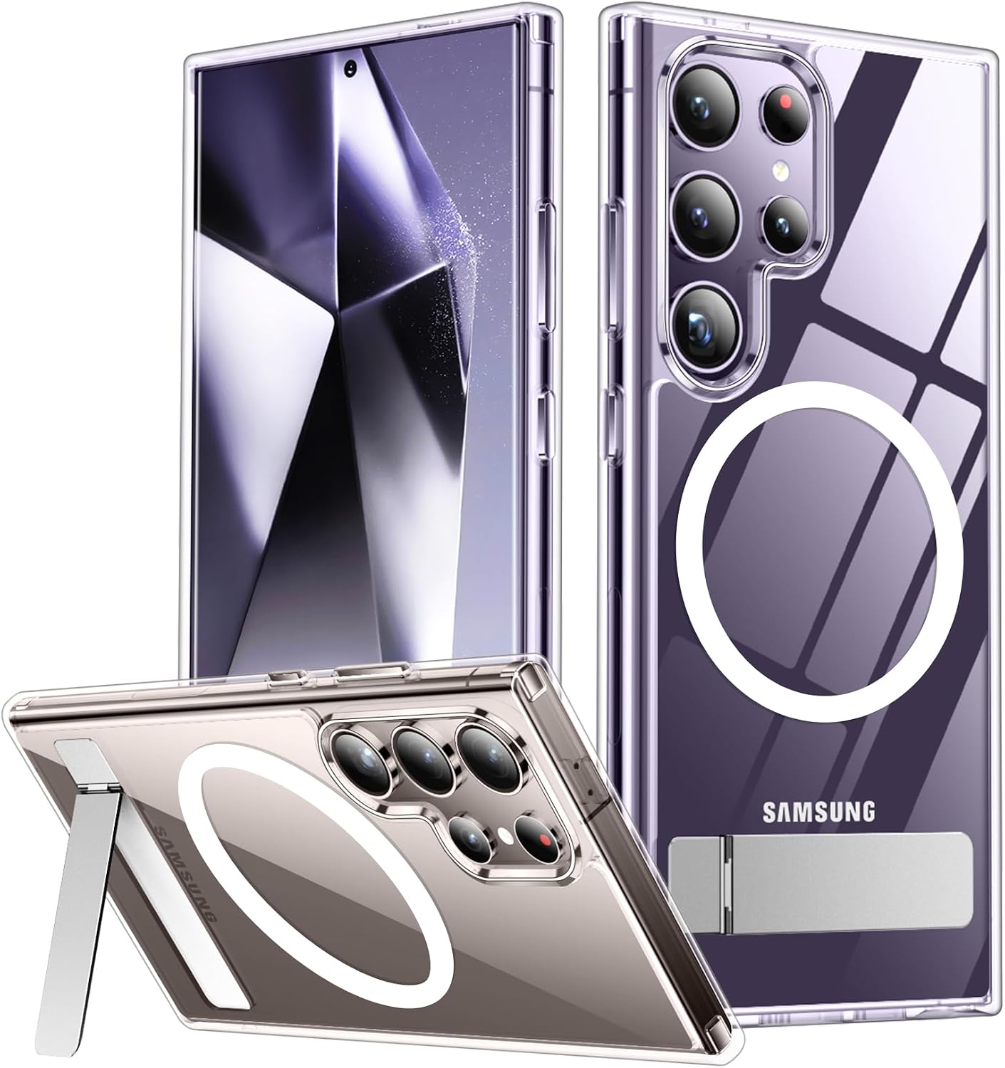 SPIDERCASE Magnetic for Samsung Galaxy S26 Ultra Case,[Built-in Invisible Kickstand][Compatible with Magsafe] Slim Translucent Matte Phone Case for S26 Ultra 6.9'', Purple