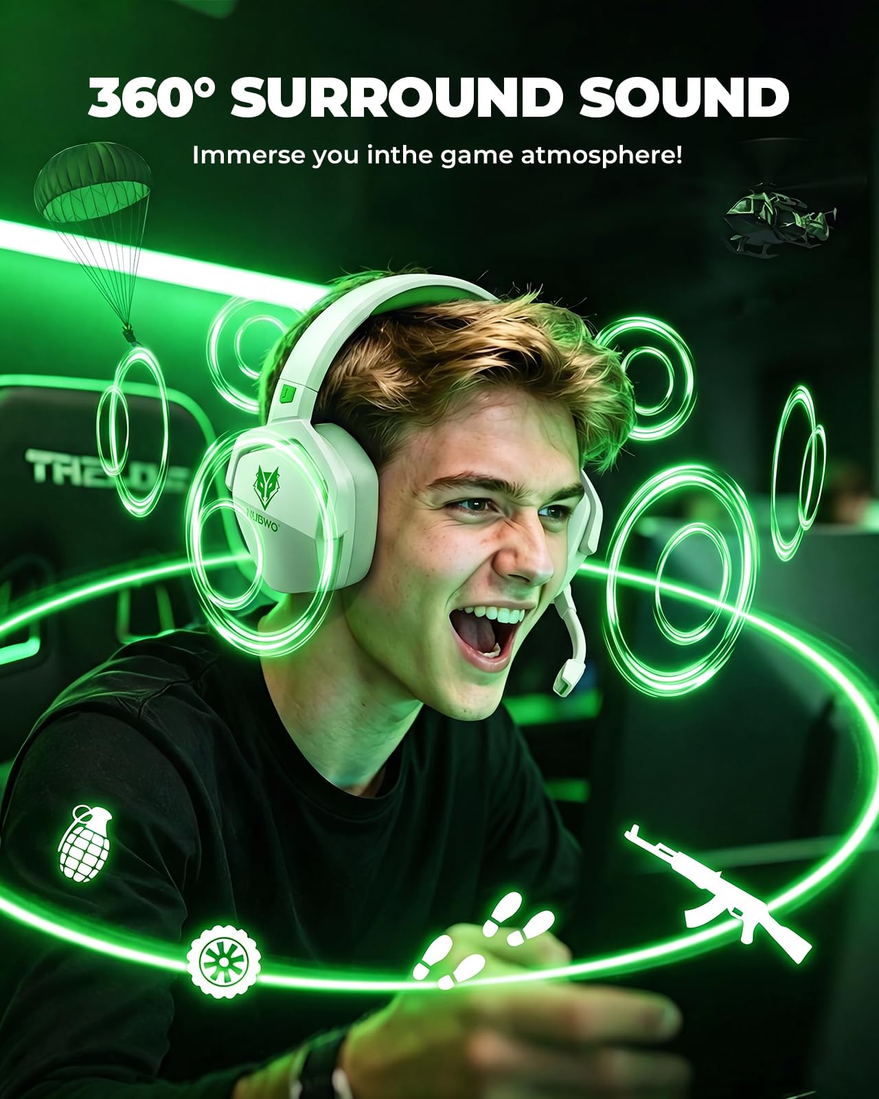 NUBWO Wireless Gaming Headset with Mic for Ps5 Ps4 PC, Zero Interference, 100-Hour Battery All-Day Play, 23ms Sync for Fortnite & Call of Duty/FPS Gamers, Triple Mode All Devices Compatible - Orange