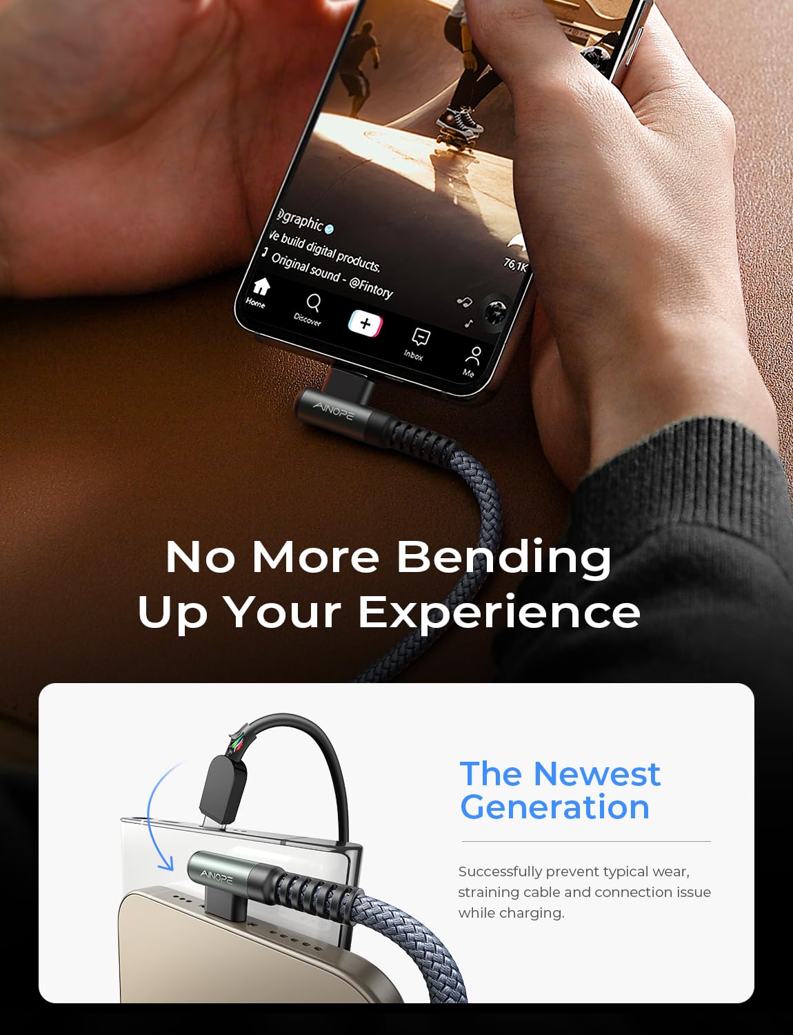 AINOPE USB C to USB C Cable (60W 2Pack 6.6ft) C to C Cable Fast Charging