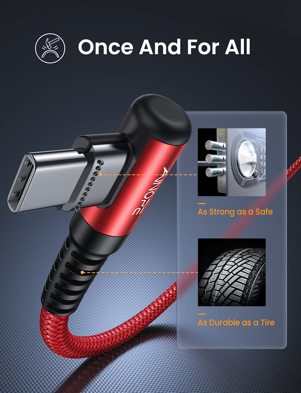AINOPE USB C to USB C Cable (60W 2Pack 6.6ft) C to C Cable Fast Charging