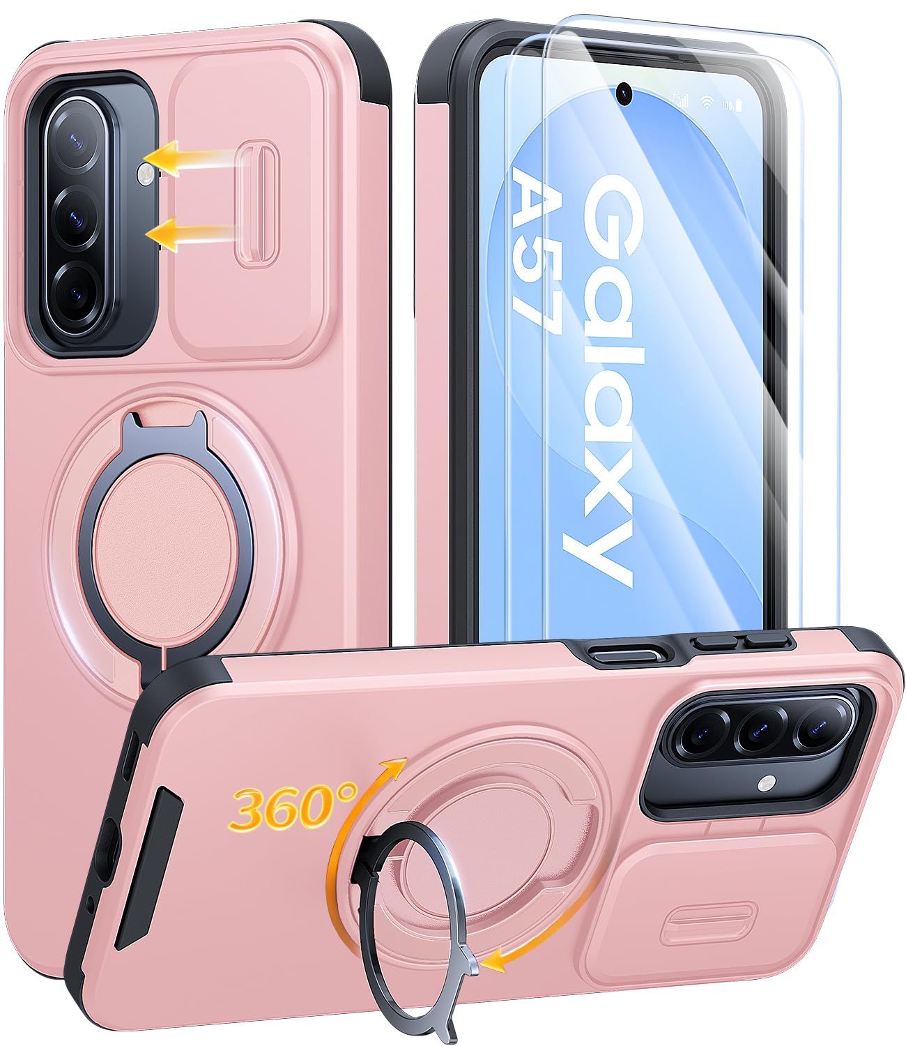 JAME for Samsung Galaxy S26 Ultra Case with Ring Stand & Slide Camera Cover | Ring Holder Kickstand, Screen Protectors, Dual-Layer Shockproof Protective, Magnetic Accessory Friendly Phone Case, Purple