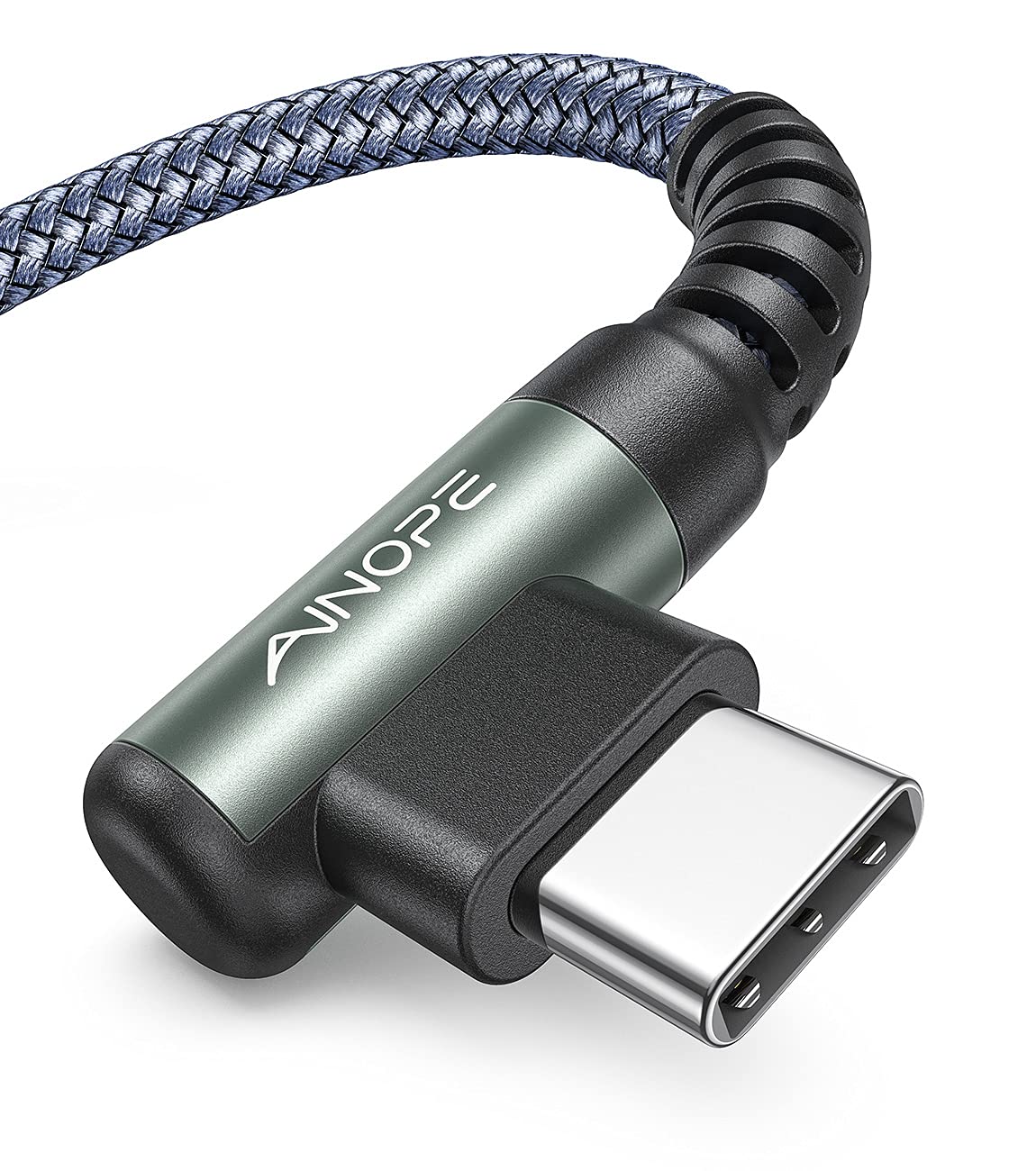 AINOPE 2-Pack Type C Charging Cable 3.1A Fast Charge, Right Angle [6.6ft+6.6ft] USB C Cable, Durable Nylon Braided Type C Charging Cable Fast Charge Compatible Galaxy S10 S9 S21, LG V30,V20,G6