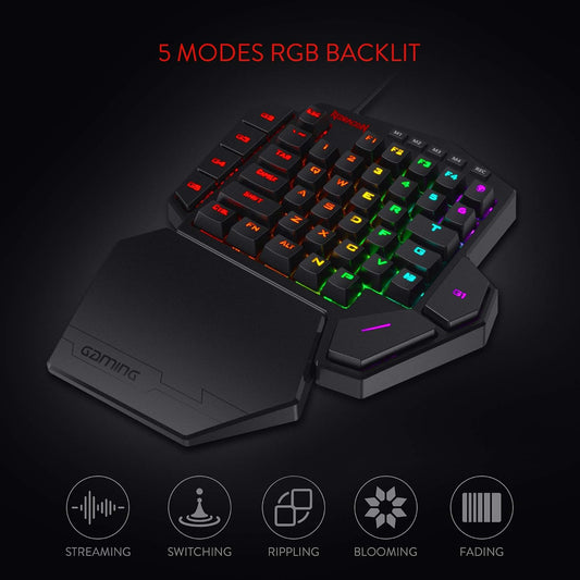 Redragon K585 Wired One-Handed RGB Gaming Keypad, Tactical 42-Key Layout