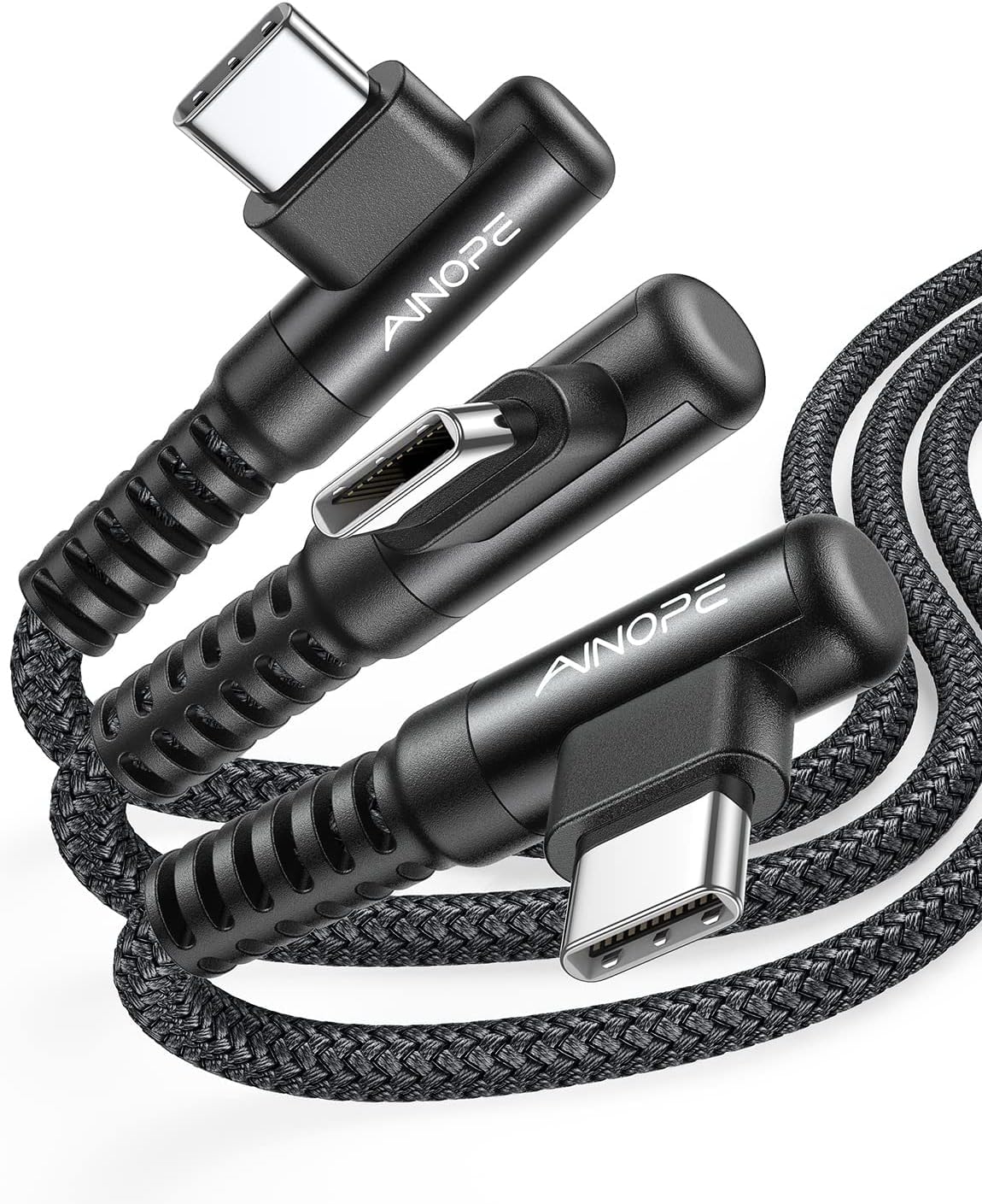 AINOPE 2-Pack Type C Charging Cable 3.1A Fast Charge, Right Angle [6.6ft+6.6ft] USB C Cable, Durable Nylon Braided Type C Charging Cable Fast Charge Compatible Galaxy S10 S9 S21, LG V30,V20,G6